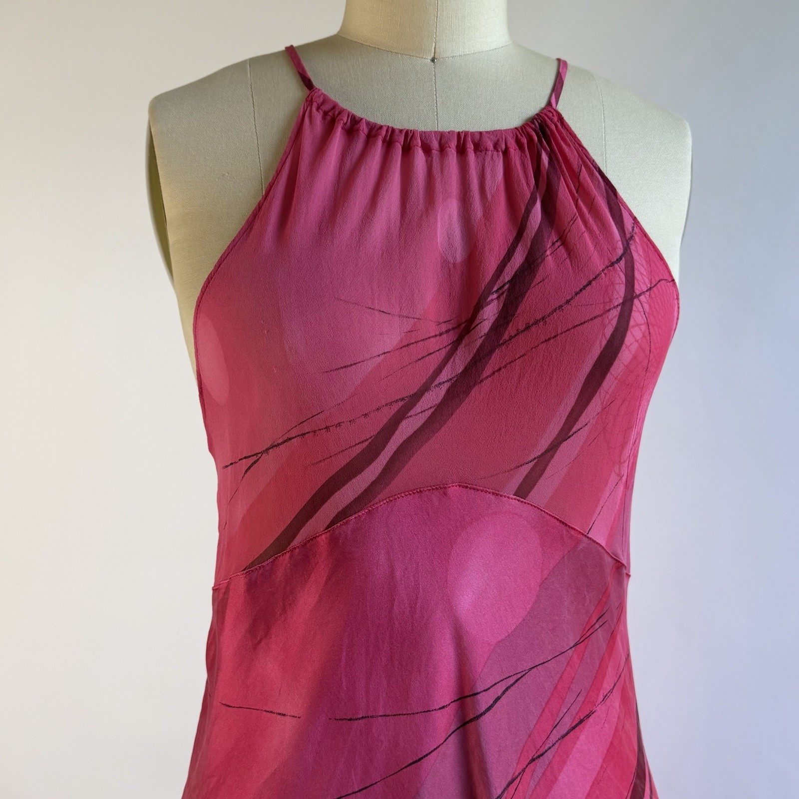 Y2K Victoria’s Secret Silk Slip Halter Dress Handkerchief Hem S/M