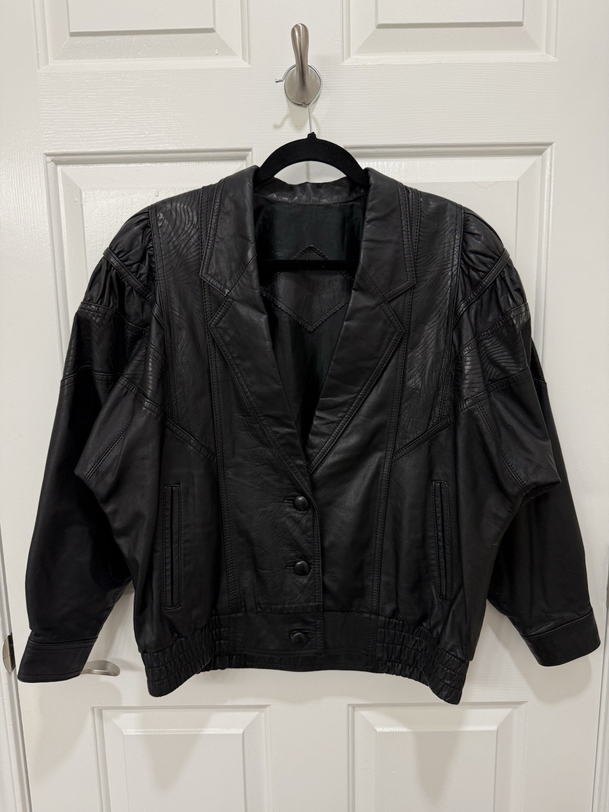 Vintage Black Leather Moto Jacket Size M-L