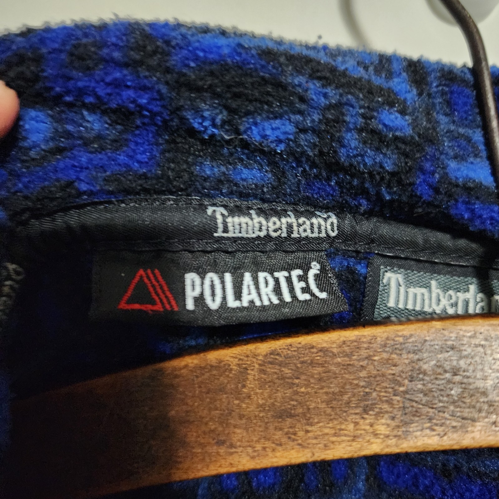 ​Vtg Timberland Performance Fleece Jacket Polartec Patterned Blue Geometric USA