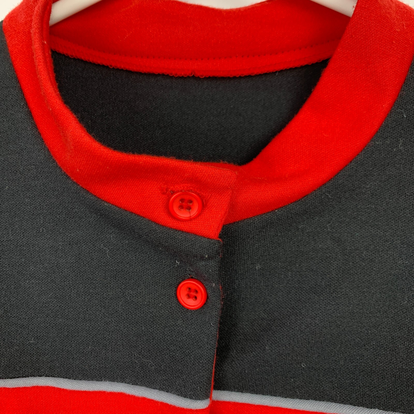 Vintage 70s Toni Todd Red Black Jersey Mod Go Go Shirt Dress Bust 26″