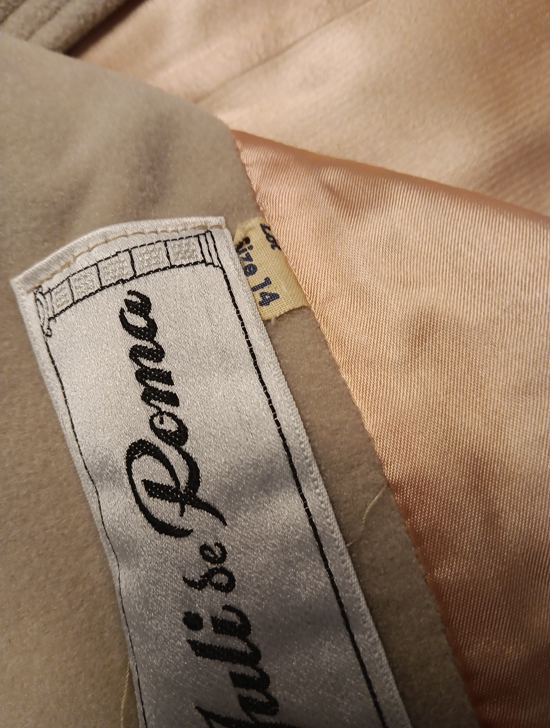 Vintage Juli De Roma Coat Size 14 Beige Cashmere
