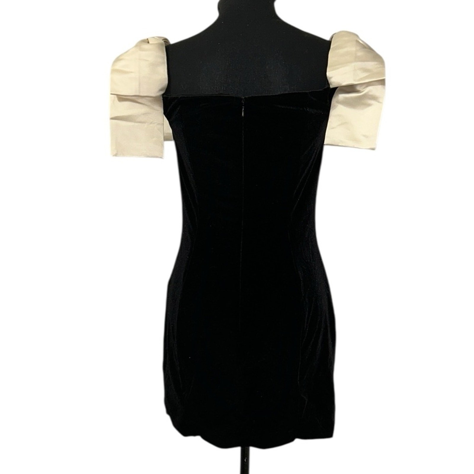 French Connection Black Velvet Satin Bow Mini Dress(Size Small)
