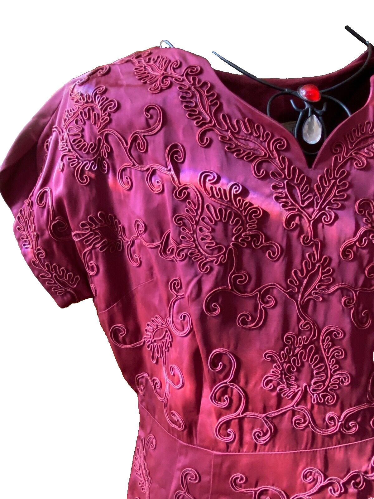 Vintage Glam Old Hollywood 40’s Young Viewpoint NYBurgundy Satin DressRetropinup