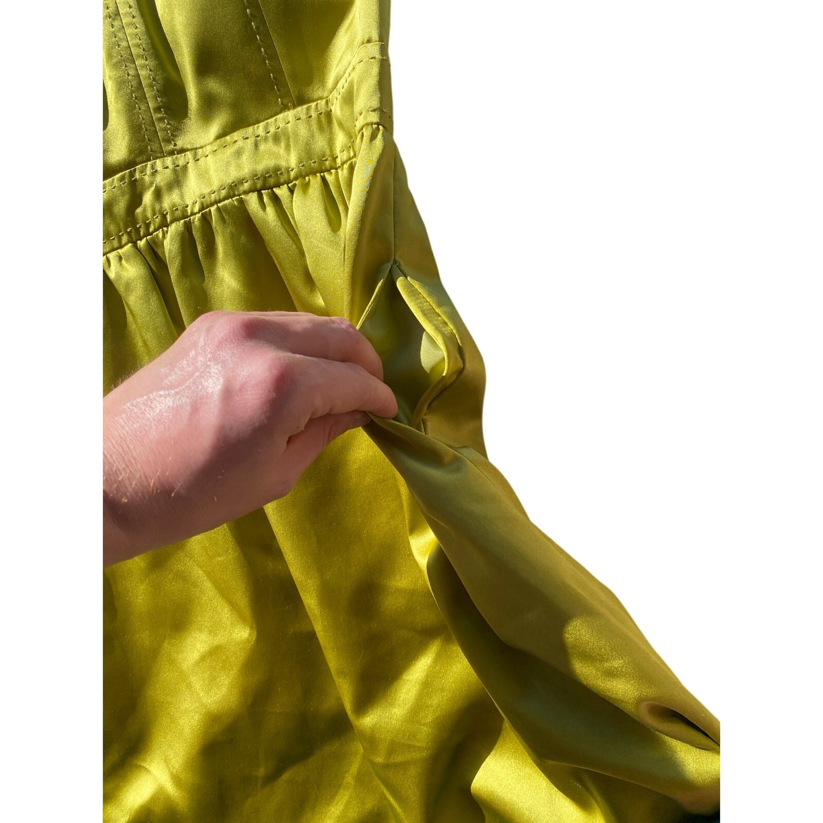 Y2k Chartreuse Green Silk Mini Dress Preppy Phoebe Couture Blue Bow Bratz Doll