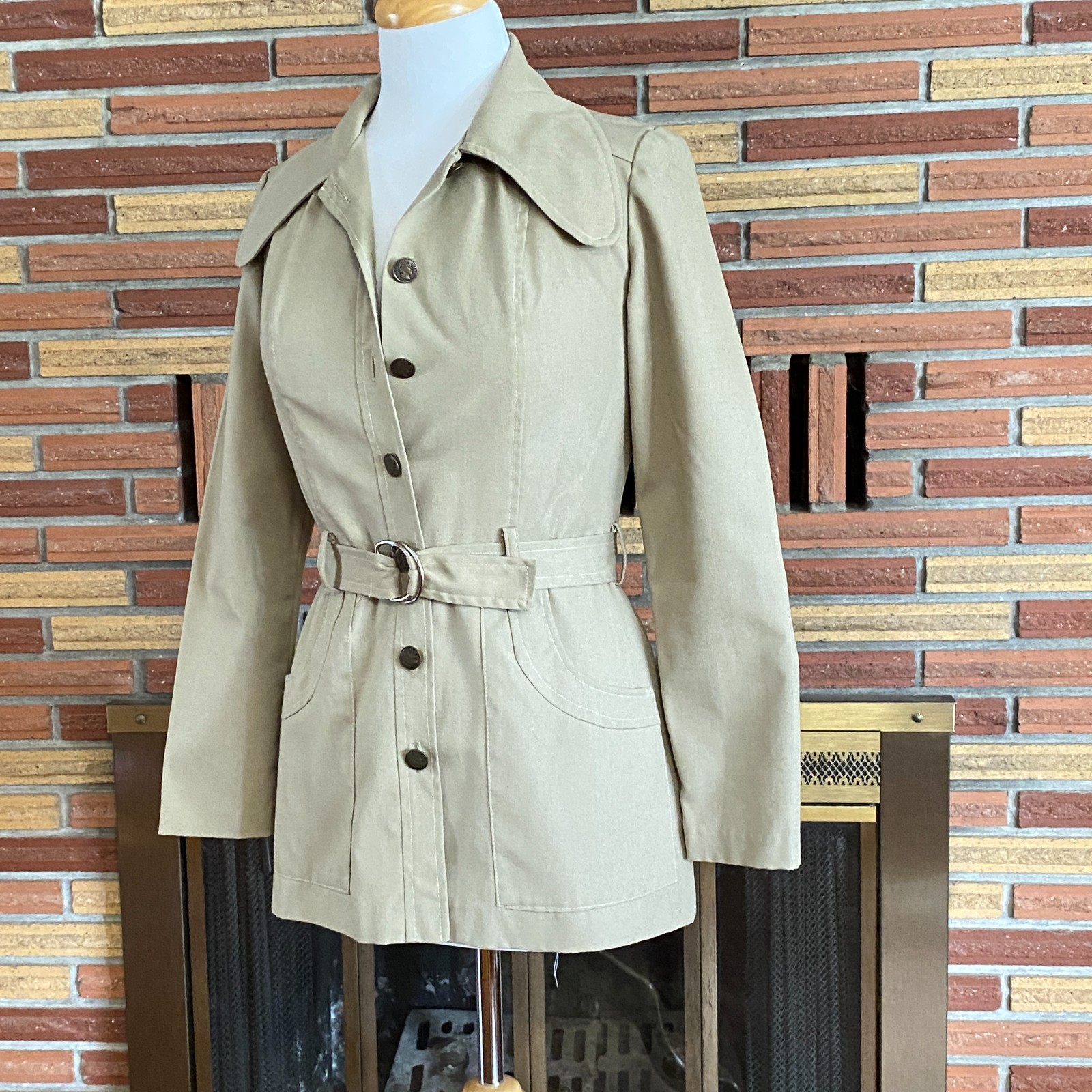 Womens 1970s Spring Jacket Tan Size XS
