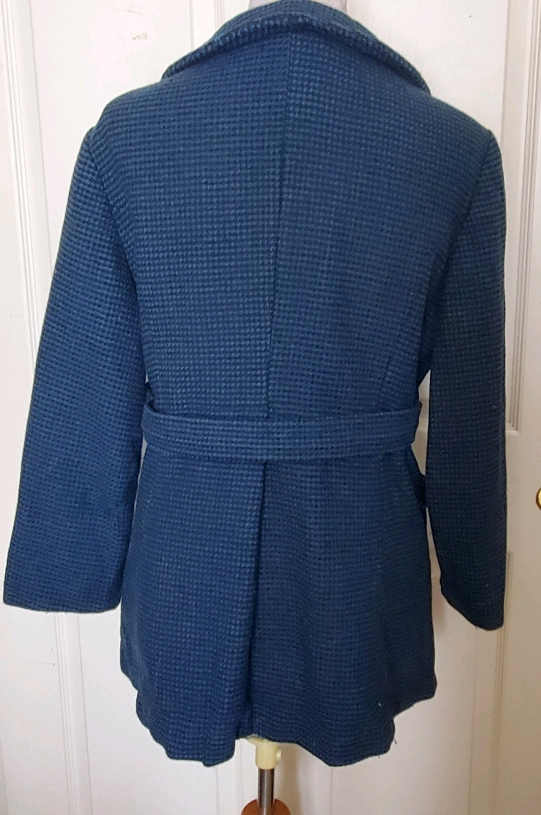 Vintage 50s Black Blue Wool Hounds Tooth Check Pant Suit B44 Waist 30 ***