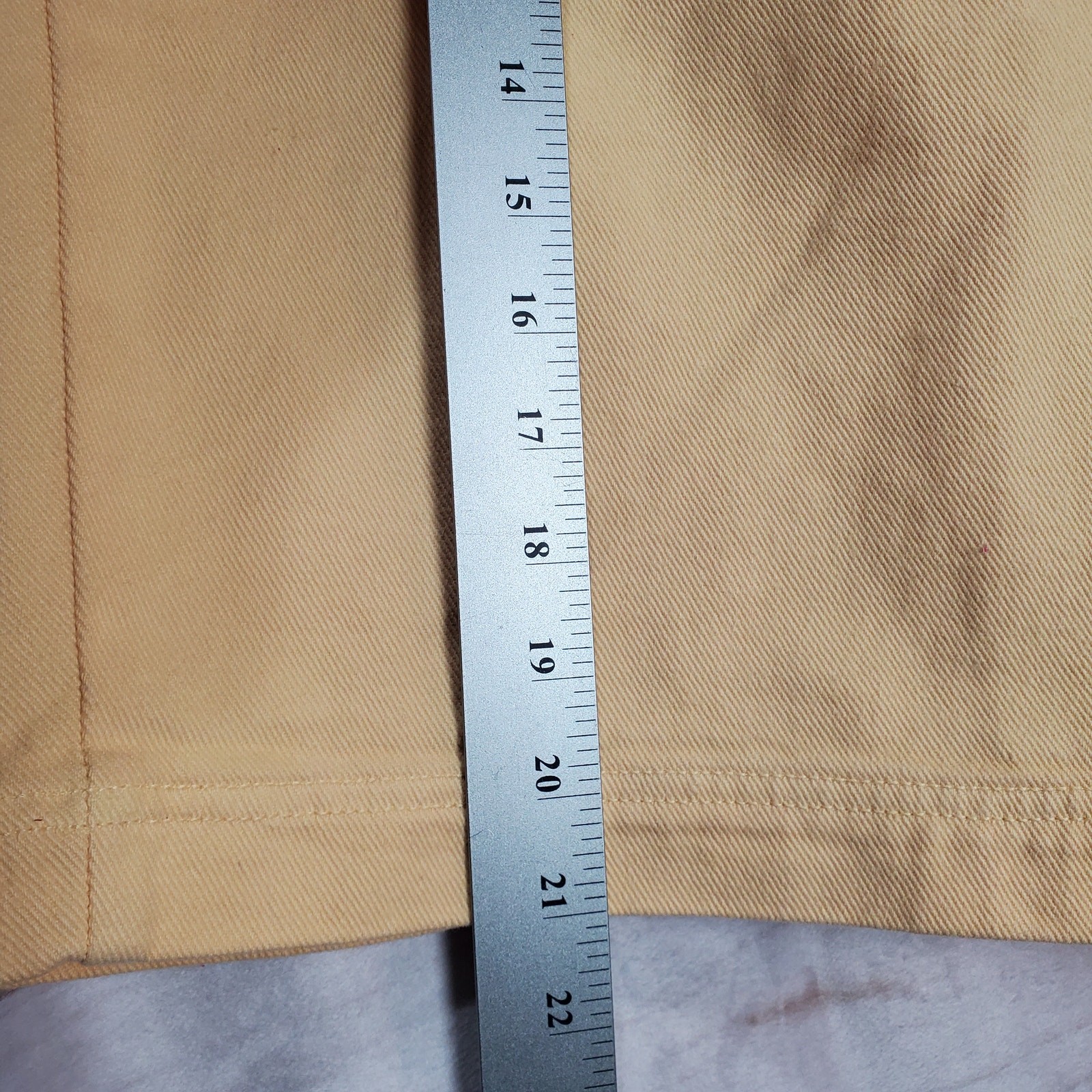Vintage Karen Kane Denim Shorts Women Size 12 Yellow 80s High Rise Preppy Twee