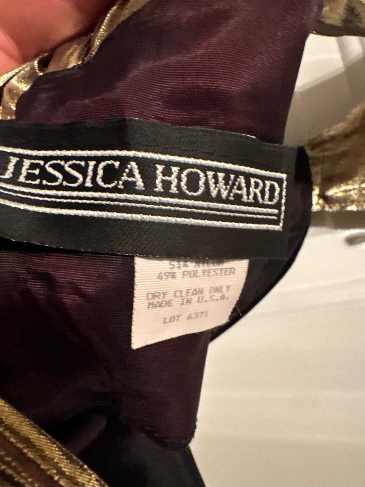 VTG Jessica Howard By Mitchell Rodbell Stunning Velvet Dress Gold Trim Size 10