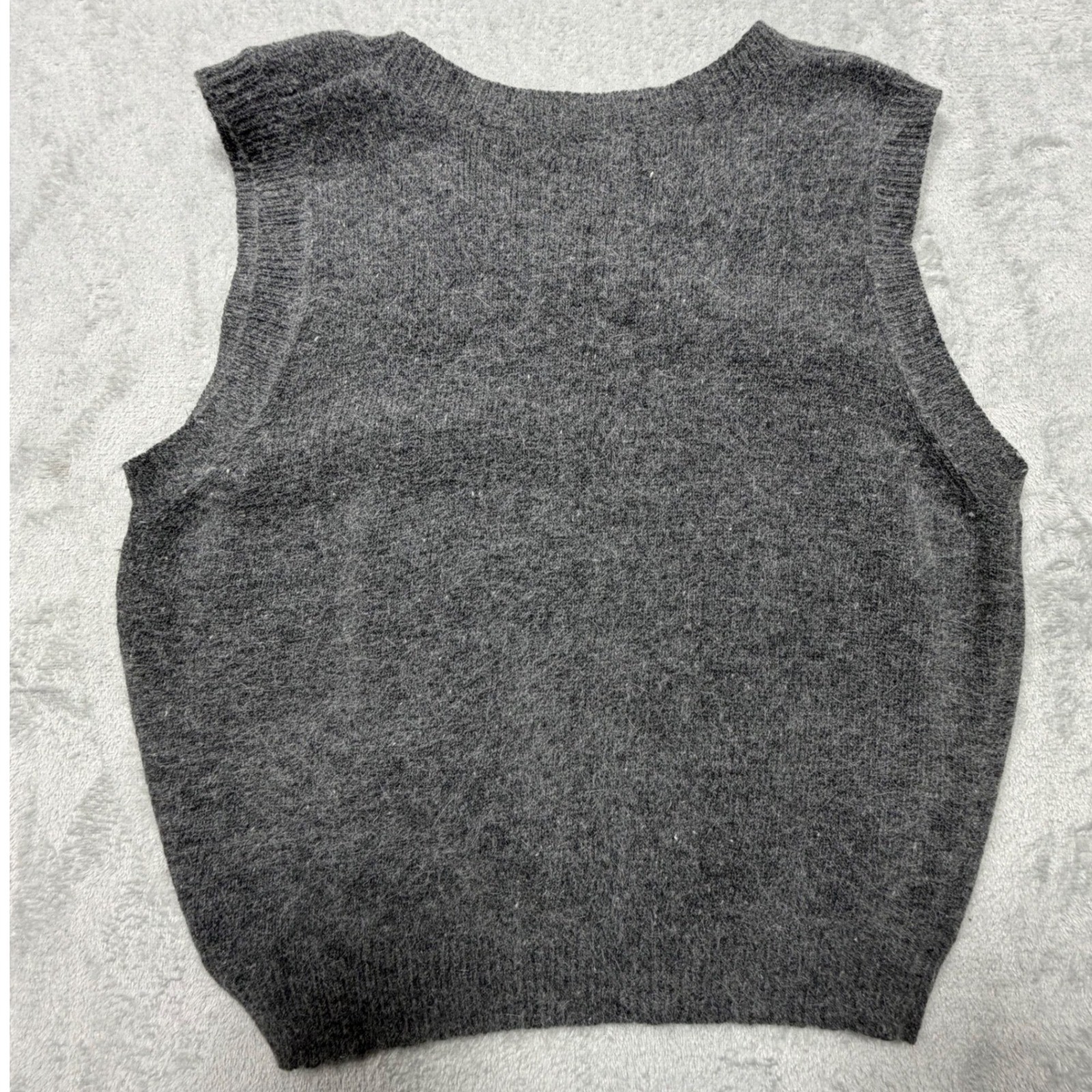 Vintage Metropolitan New York Gray Angora Knit Sweater Vest Size L 90s Preppy