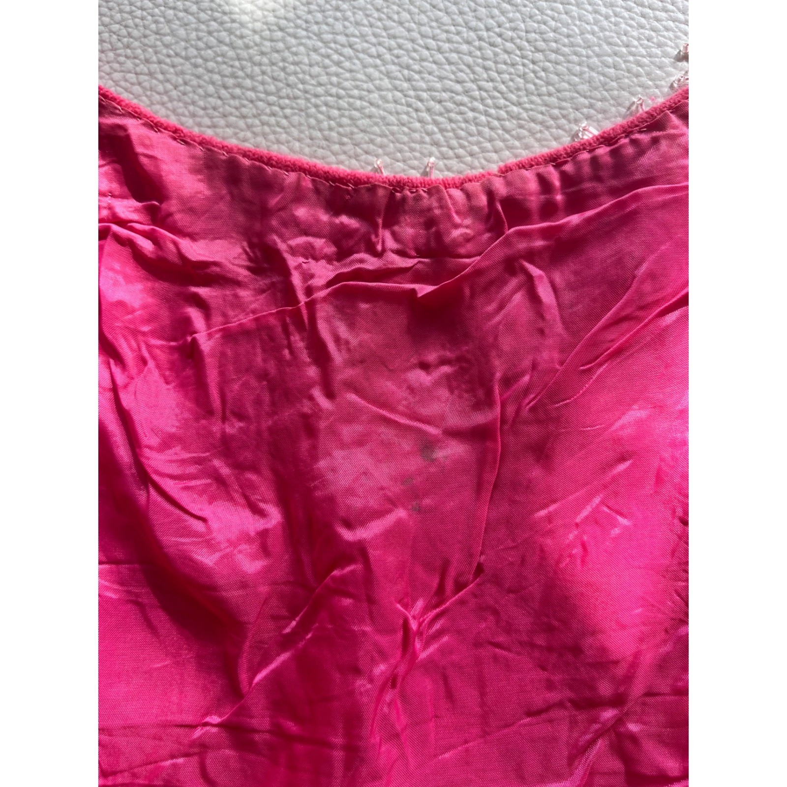 Sequin Tassel Zephyr Wool Vintage Med Hot Pink Mermaid Scale Beaded Tank Top