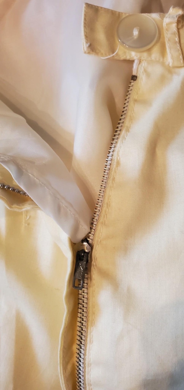 Vintage 50s 60s Light Yellow Dacron Cotton Summer Skirt Lined Majestic W24