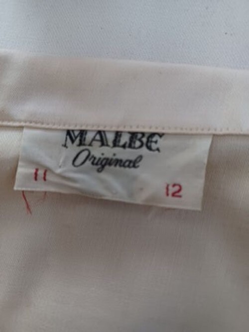 Vintage 60s Malbe Original 2 Pc Size 12 Appliqué Shirt and Slim Ankle Pant Suit