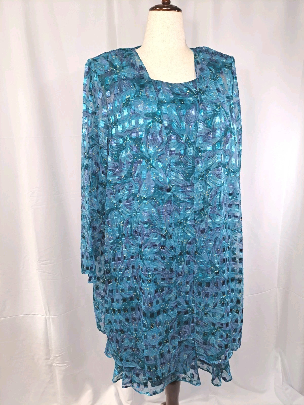 Vintage Lori Max New York 2-piece Layered Dress And Sheer Jacket Set
