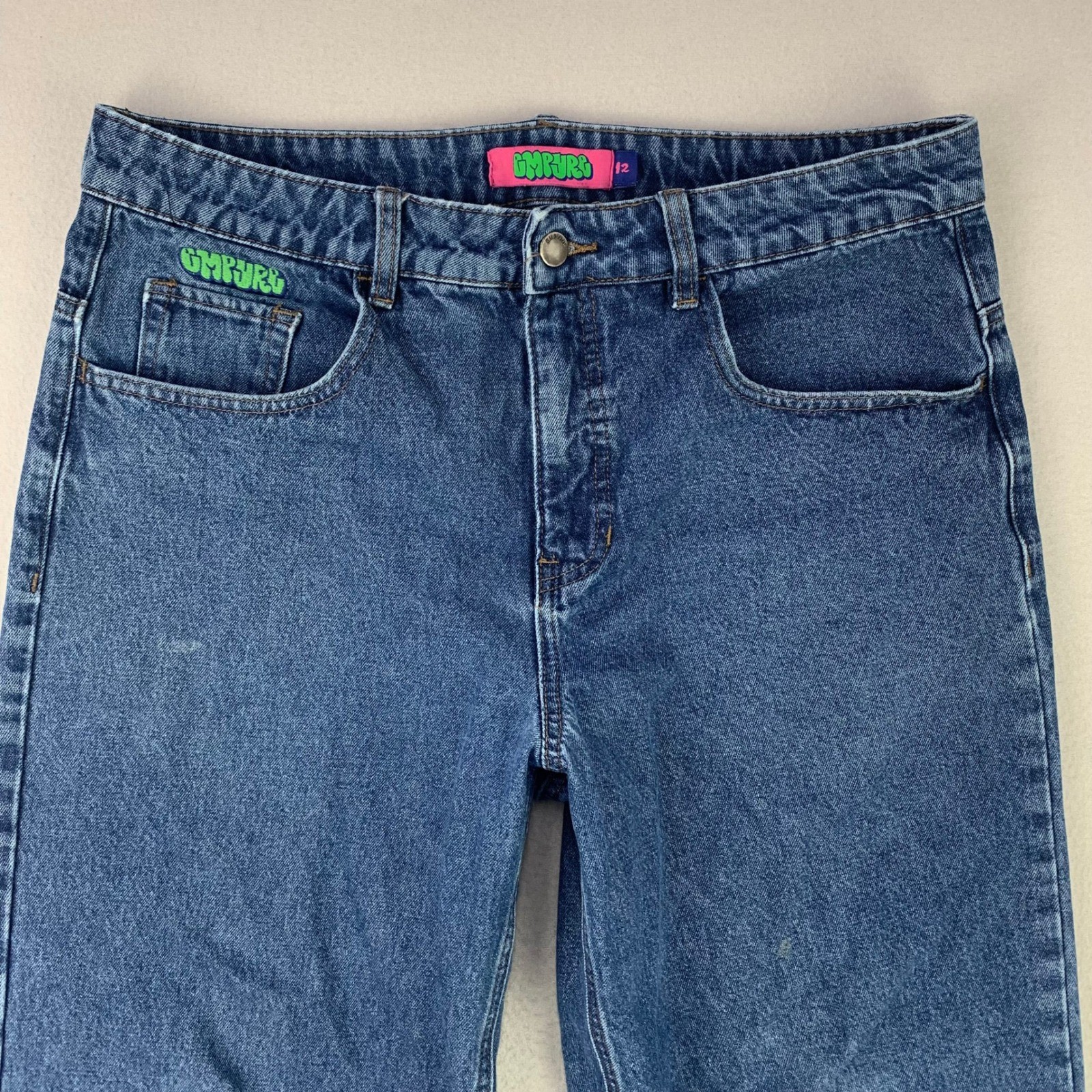 Thrashed Empyre Jeans Baggy Womens 12 Blue Faded Denim Skater Y2K Distressed 90s