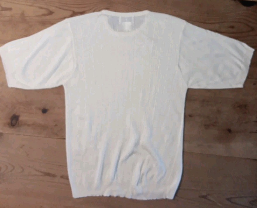 VTG Brownstone Studio NY Women M Lightweight Sweater Cream Cable Knit Semi Sheer