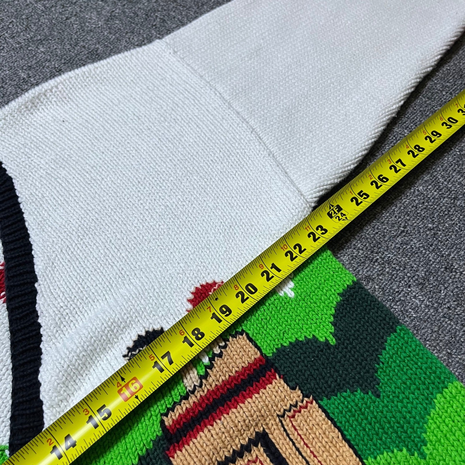 Vintage Andina Golf Cardigan Sweater XL White Green Knit Intarsia Cotton 90s