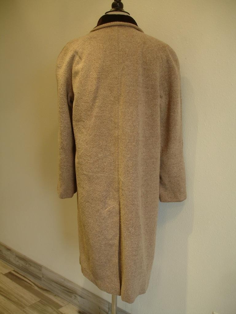 Womens L Vtg 1930’s Redfern Chesterfield Brown Tweed Coat Velvet Collar USA Made