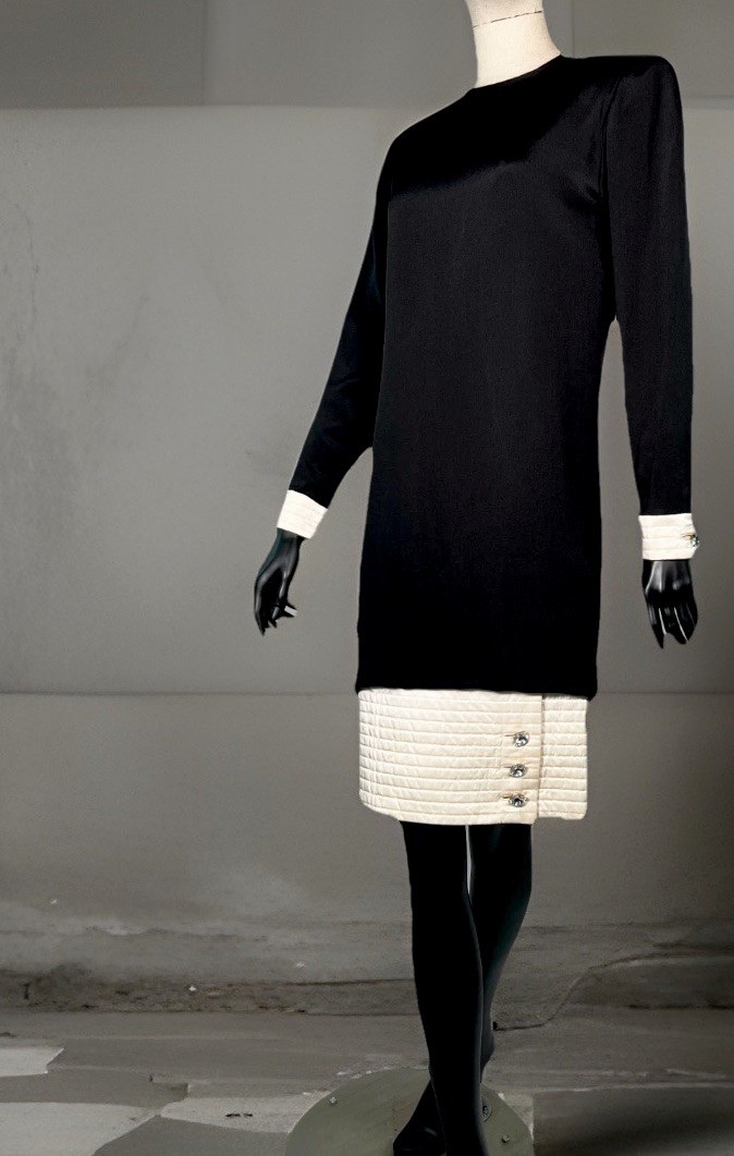 Vintage Stanley Platos Black White Shift Dress