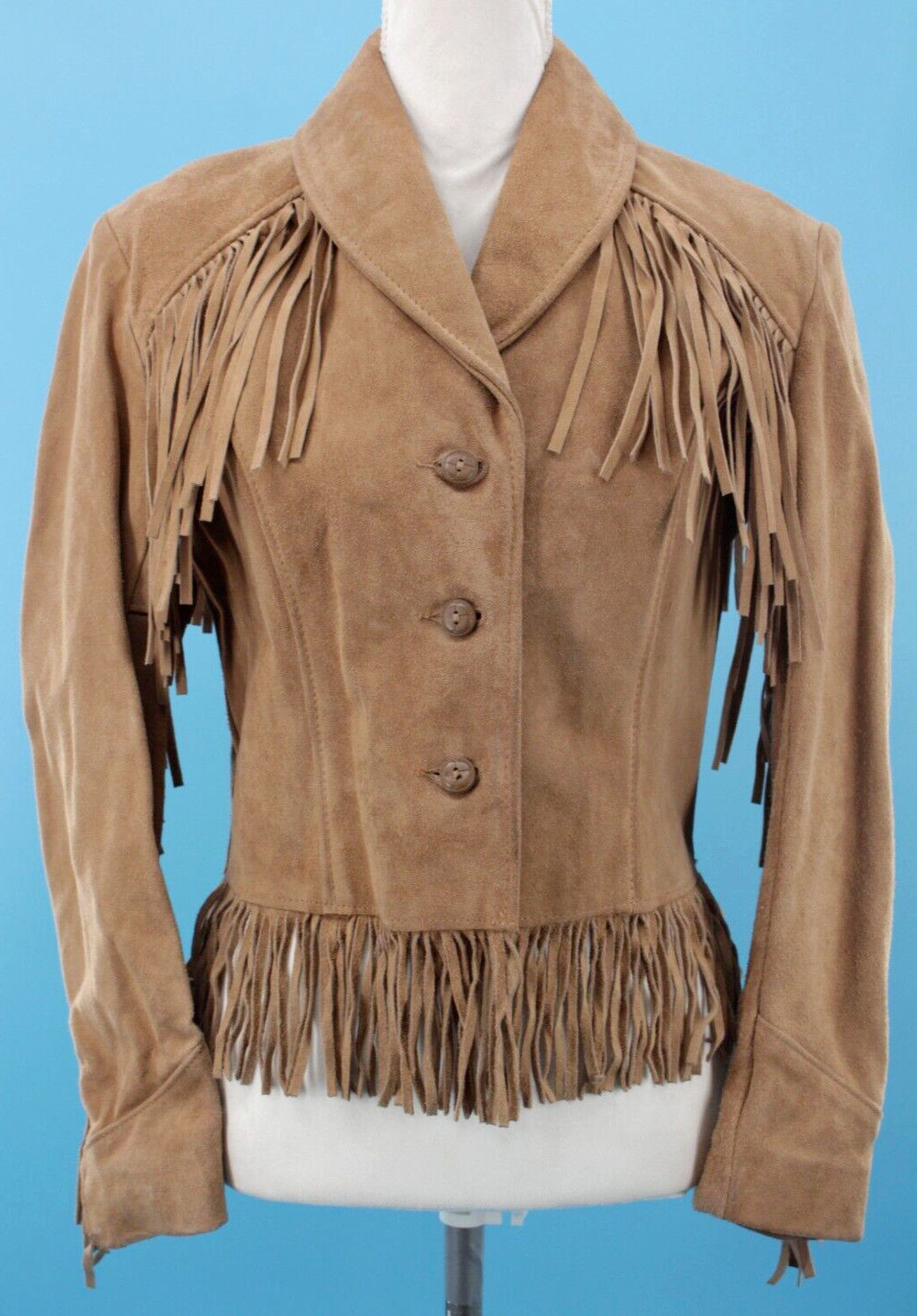 VTG Women’s 70s Schott Light Brown Suede Fringe Jacket Sz XS/S 1970s Western