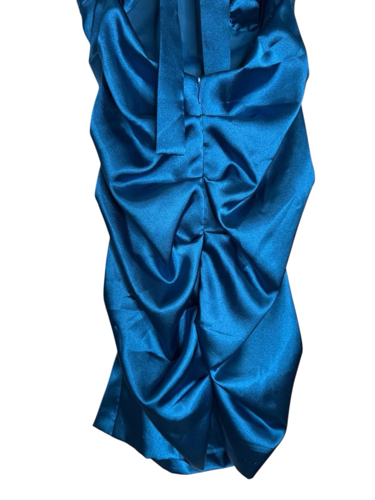 Vintage BLONDIE NITES Gorgeous Blue Formal Prom Party Wiggle Bodycon Satin Sexy