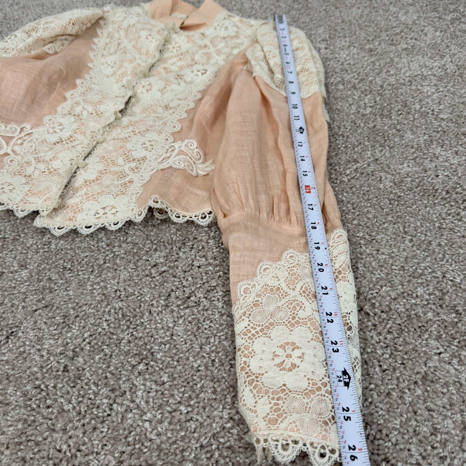Vintage 1980s LORRIE KABALA Victorian 2pc Lace Linen Set, Juliet Sleeves Size 8