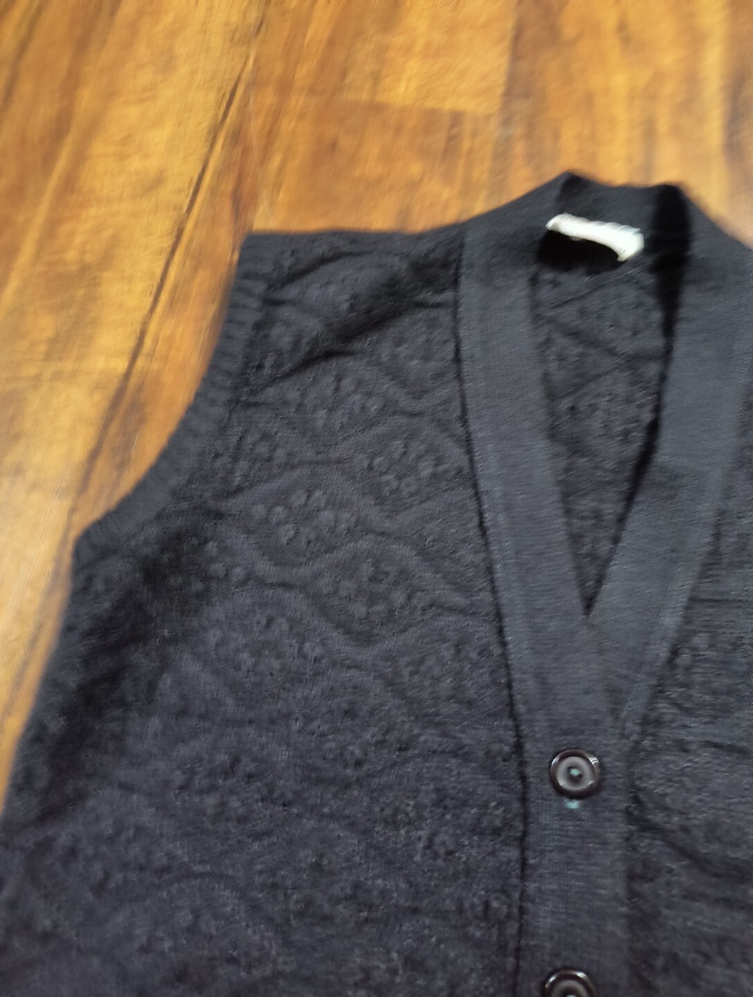 Vintage Marvin Turbo Orlon Acrylic Black Button Up Sweater Vest With Pockets USA