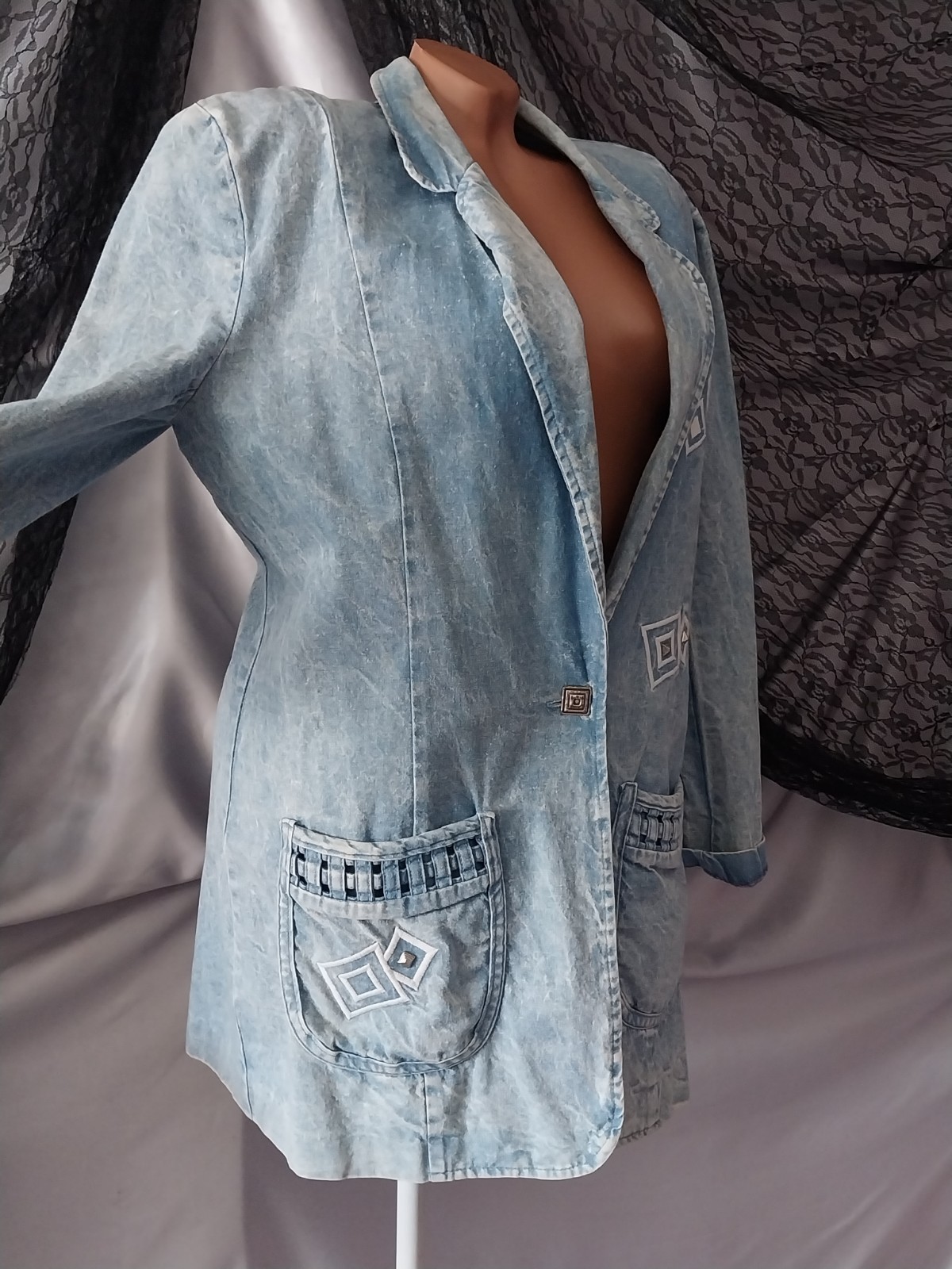 VTG SUNNY SPORT GEO ACID WASH SOFTEST EVER COTTON BLAZER RETRO 80S PUNK ROCK 12
