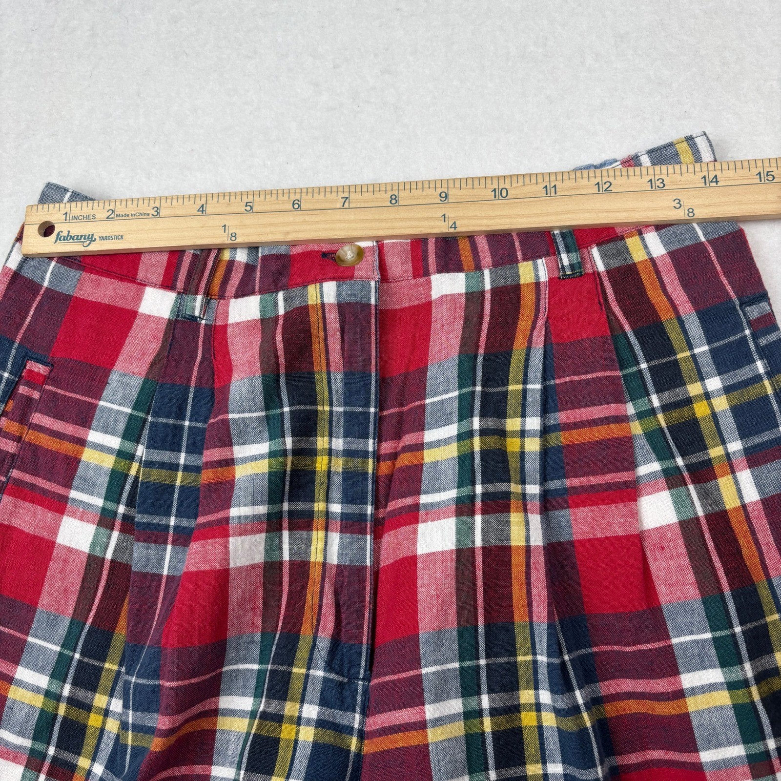 Bugle Boy Shorts Womens 10 Plaid Pleated High Rise Vintage