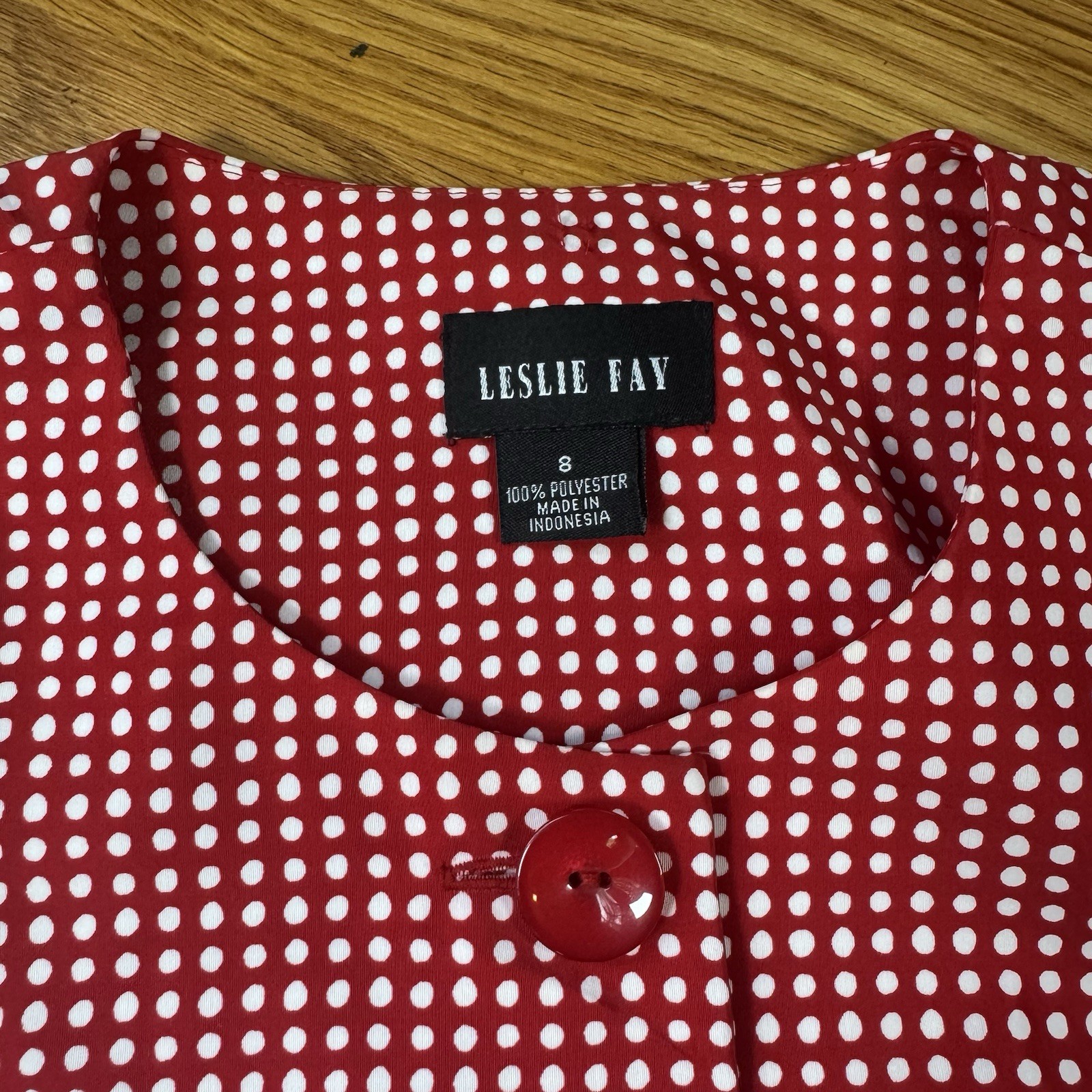Leslie Fay Vintage 80s Women’s Polka Dot Top Shoulder Pads Classic Timeless M 8