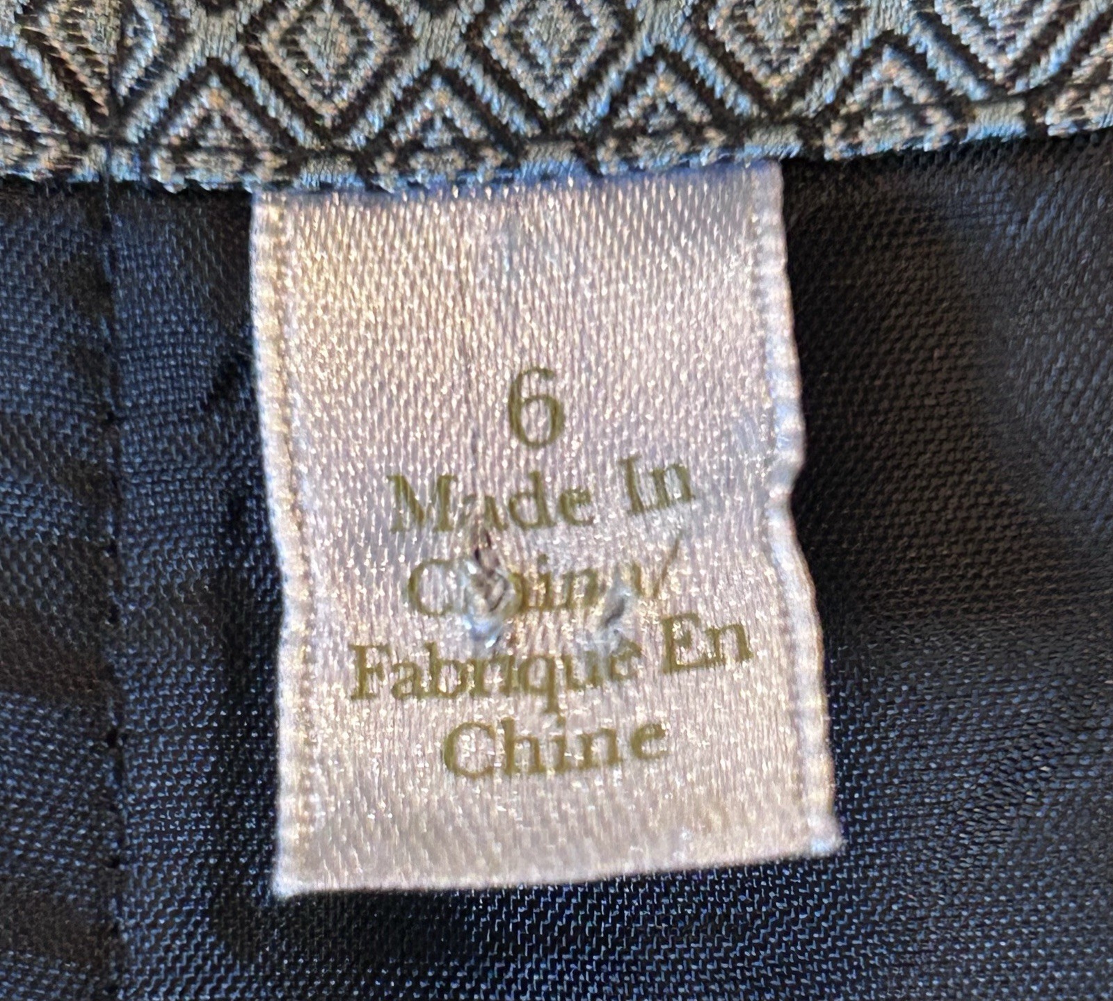 Vintage Original Penguin Silk Dress Size 6 V-Neck Empire Waist Gray Navy