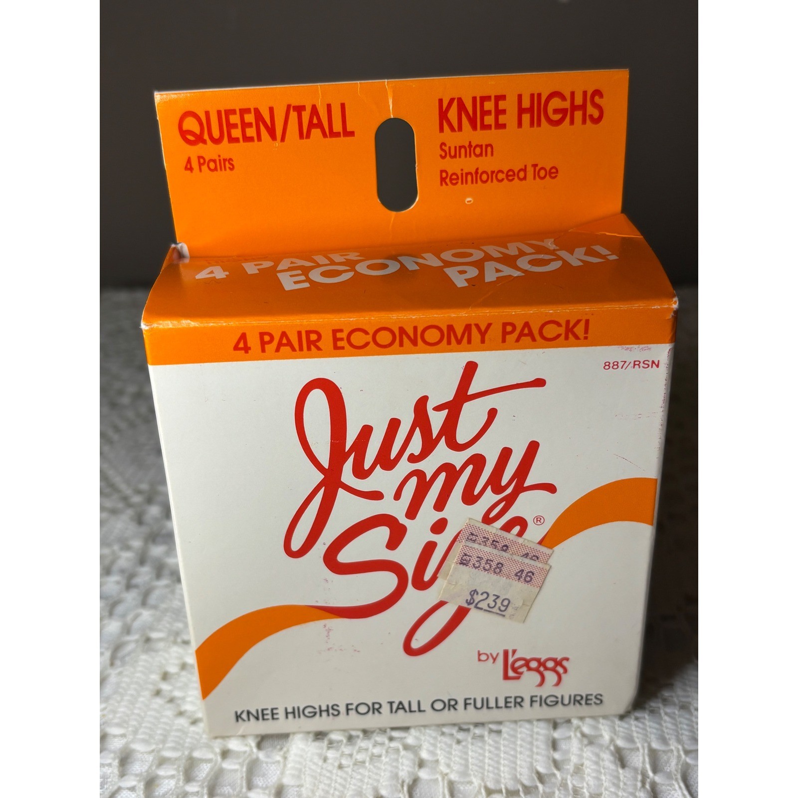 VTG Just My Size by L’eggs Knee Highs 4 Pair Economy Pack Queen Tall Suntan NOS