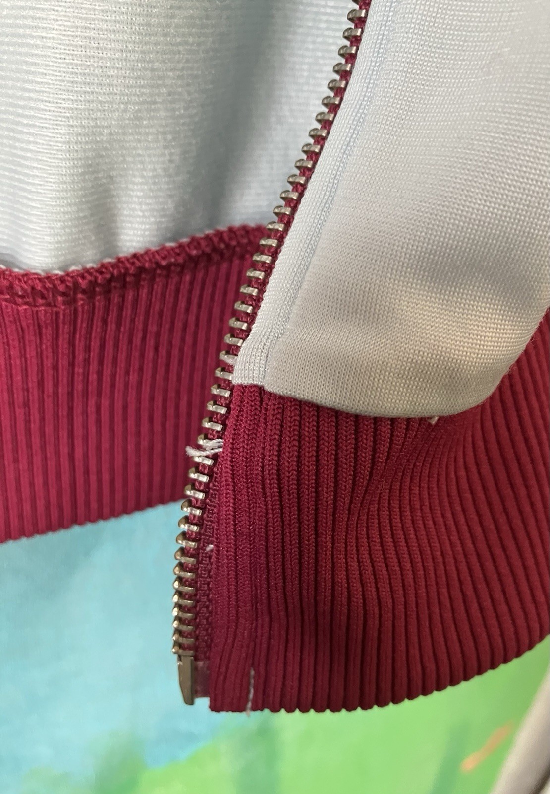 An Original PENGUIN By Munsingwear JACKET Full Zip Dark & Orange Red Pale Blue M
