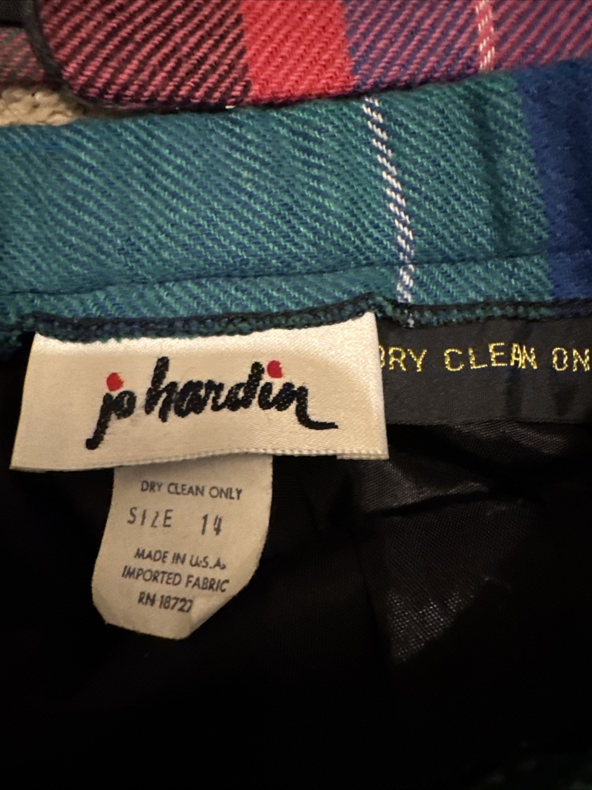 Vintage Jo Hardin Lined Colorful Wool Blend Skirt Jacket Set Size 14