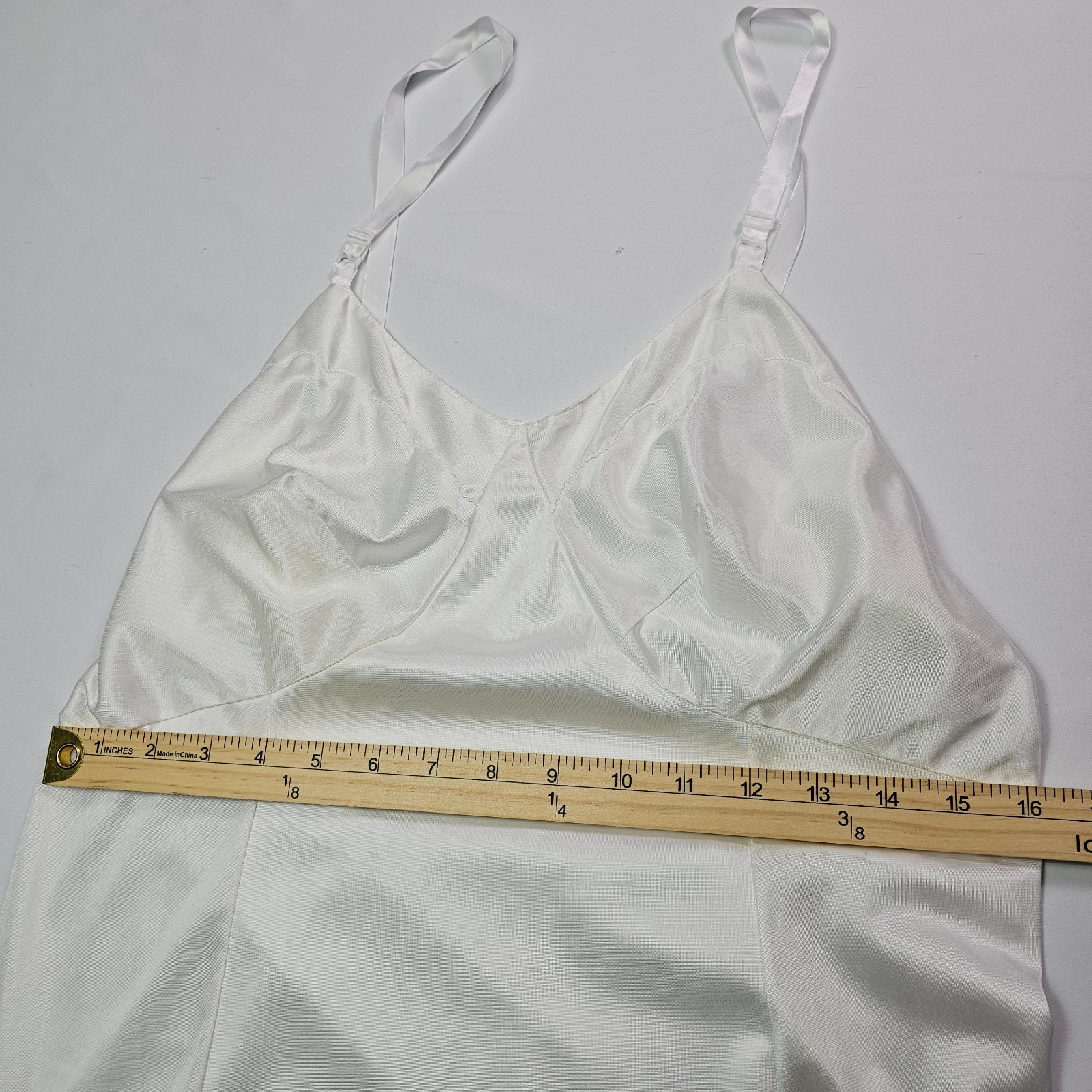 Vintage Sears White Full Slip Size 38 Short Nylon Anti-Cling Adjustable Straps