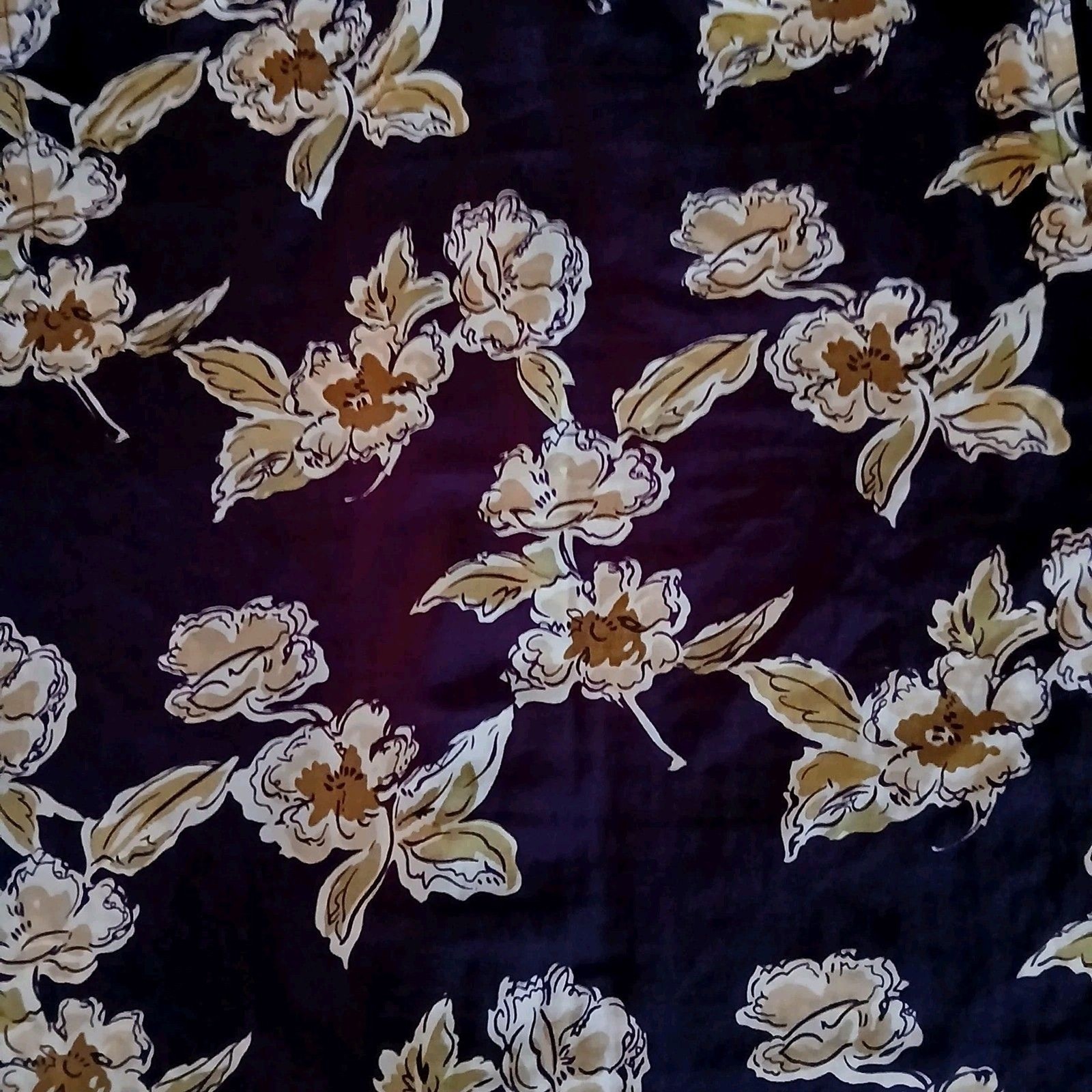 Vintage 70s Plum Floral Blouse Large Boho Secretary Cottagecore Button Front