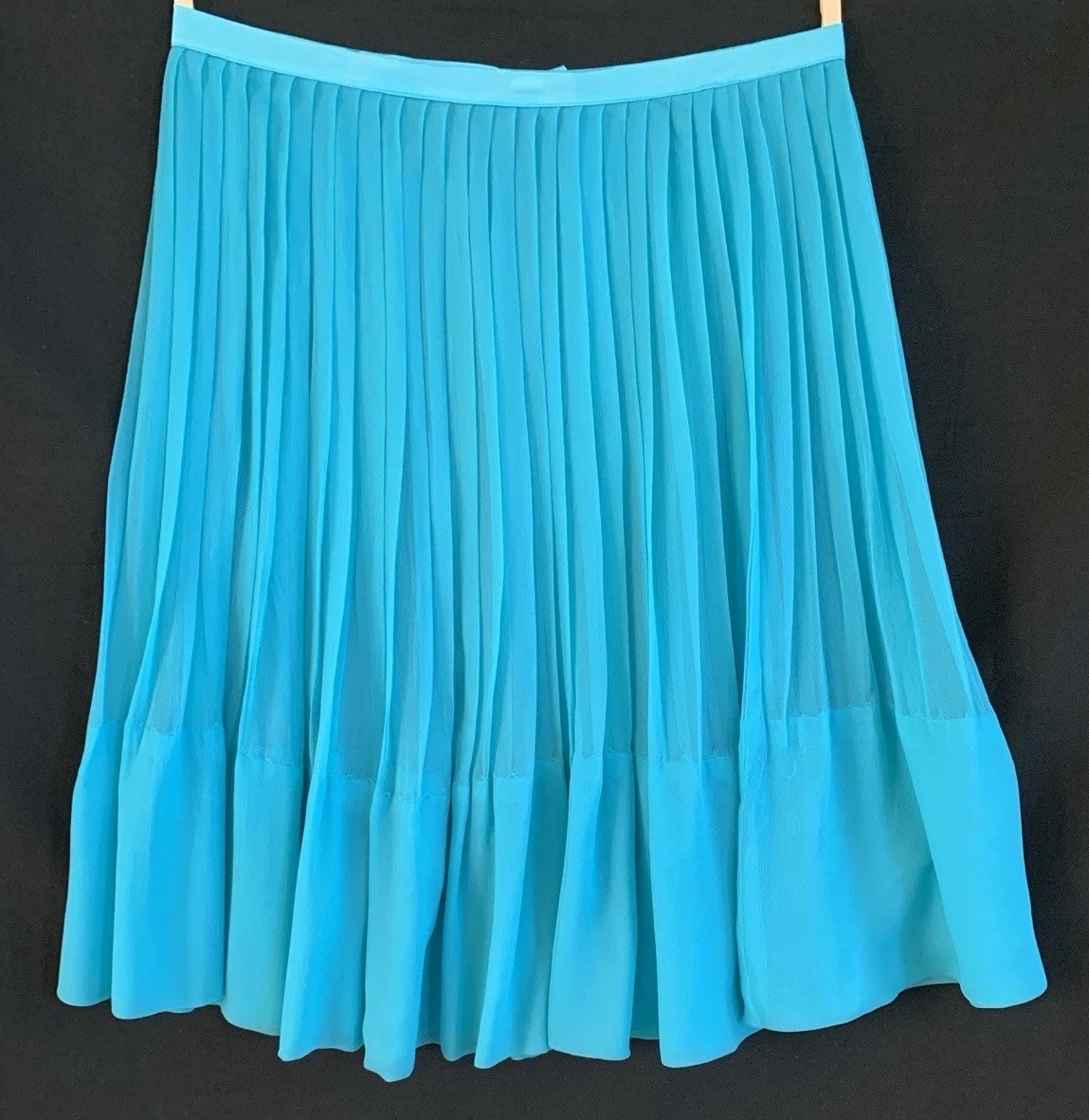 Vintage 1960s Silk Pleated Sheer Knee Length- Teal Blue