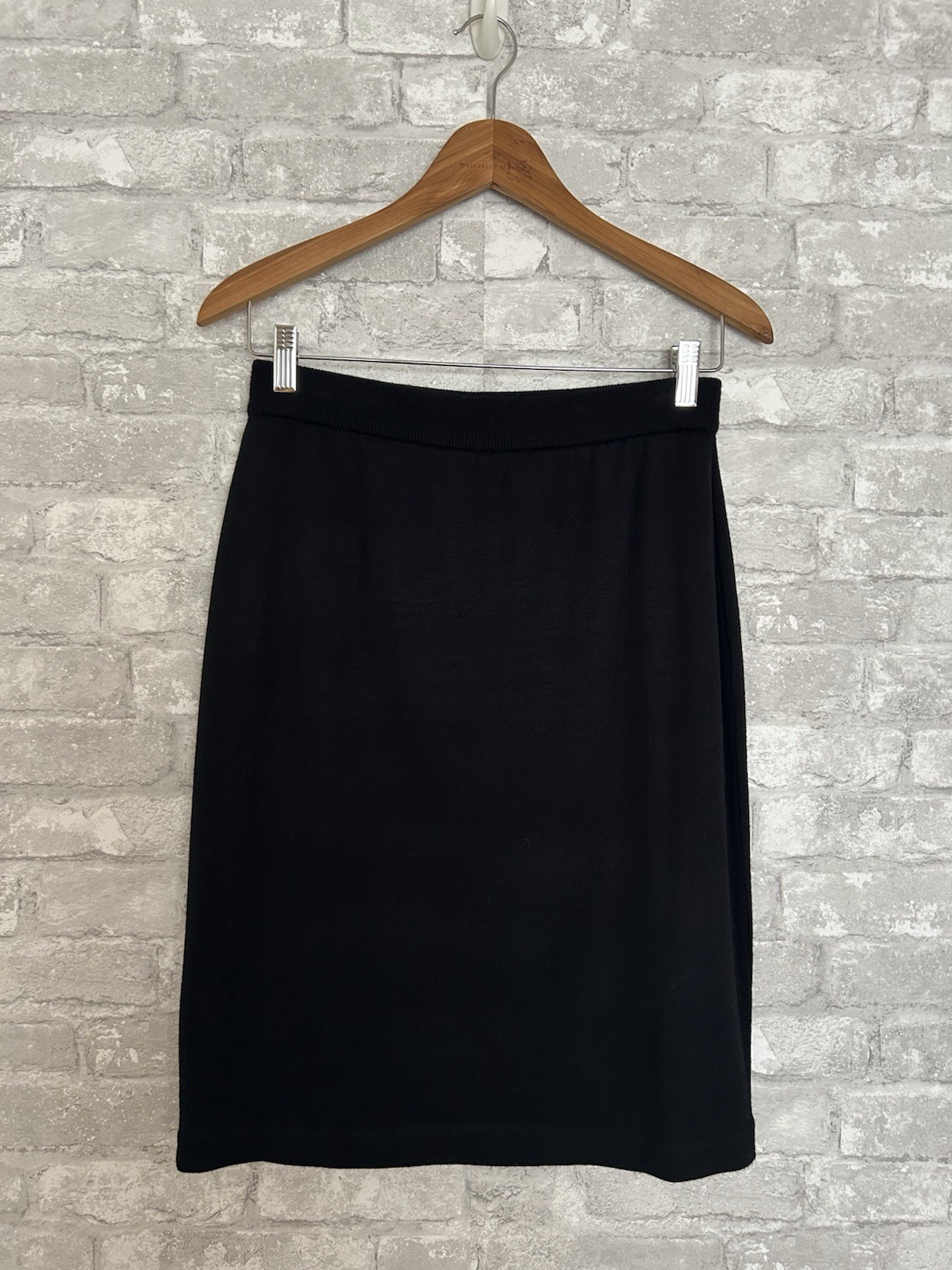 Carole Little M Vtg Black 2 Piece Skirt Set Beaded Asymmmetrical Overlap Sweater