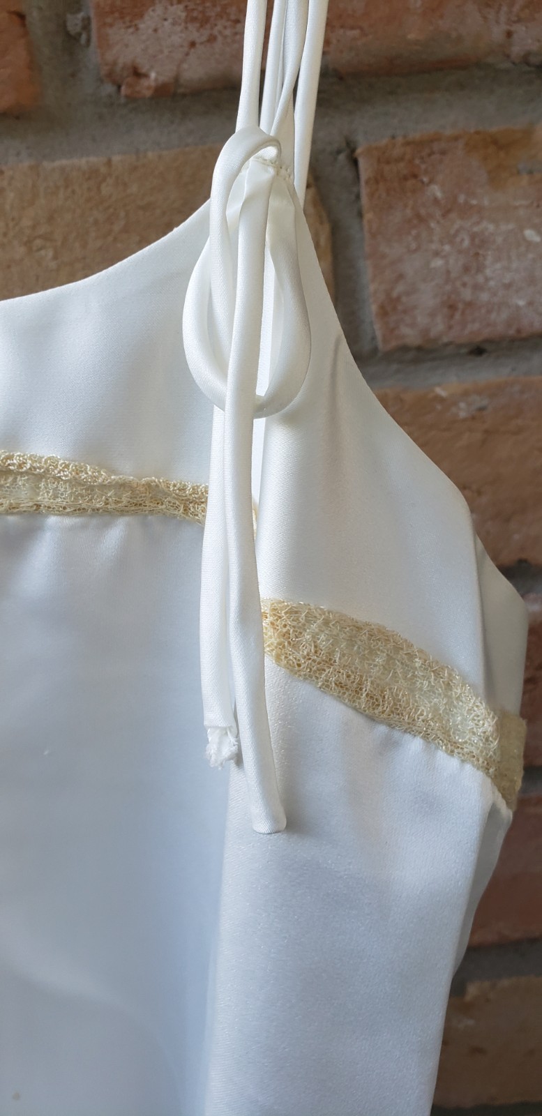 VTG Zandra Rhodes White Gown Dress Sz P Designer Semi-Sheer Union Tag USA FLAWS