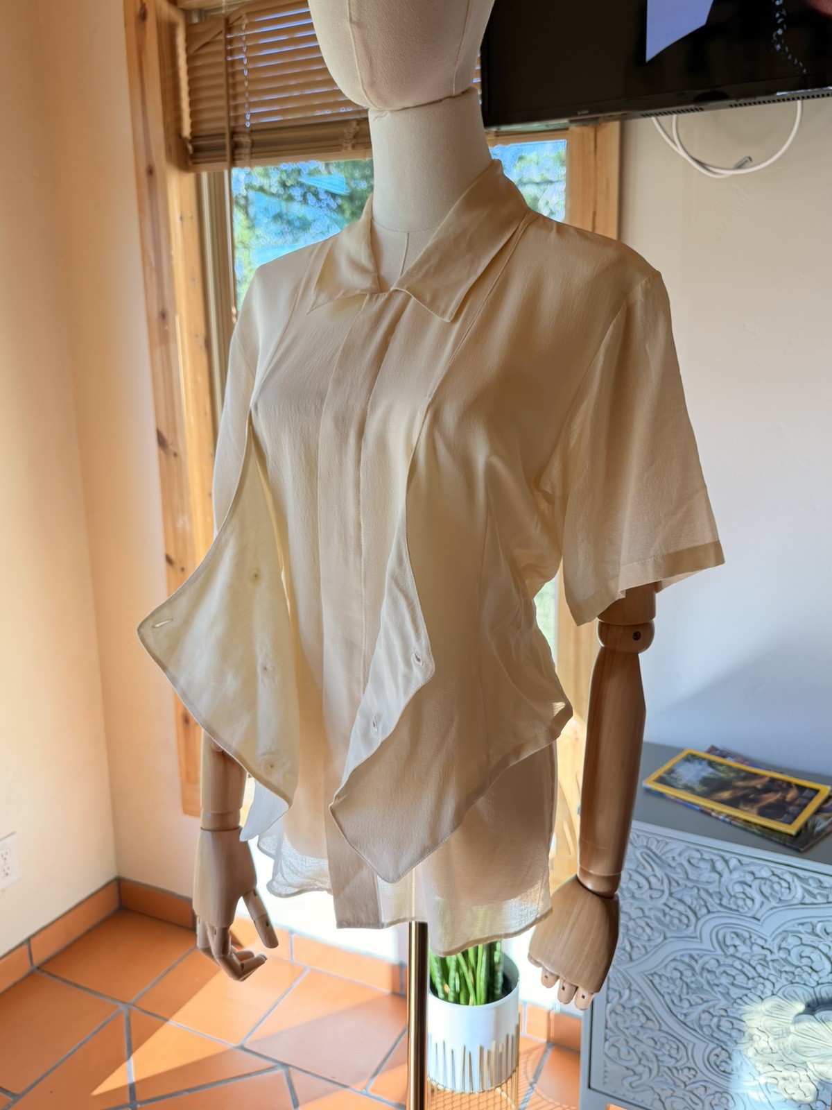Vintage MATSUDA Archive Nicole Japan Silk & Wool Ivory Couture Blouse Size M