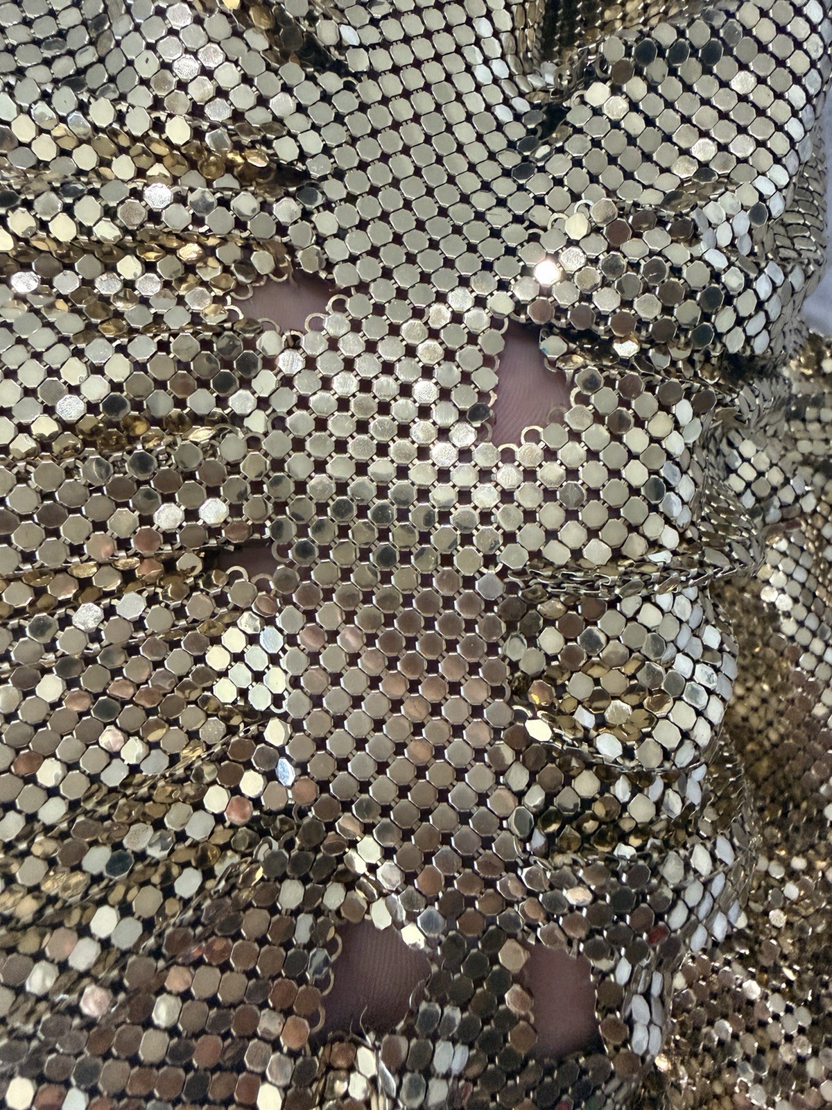 Vintage Whiting Davis Gold Metal Chainmail Tunic Dress Top M Studio 54 USA READ
