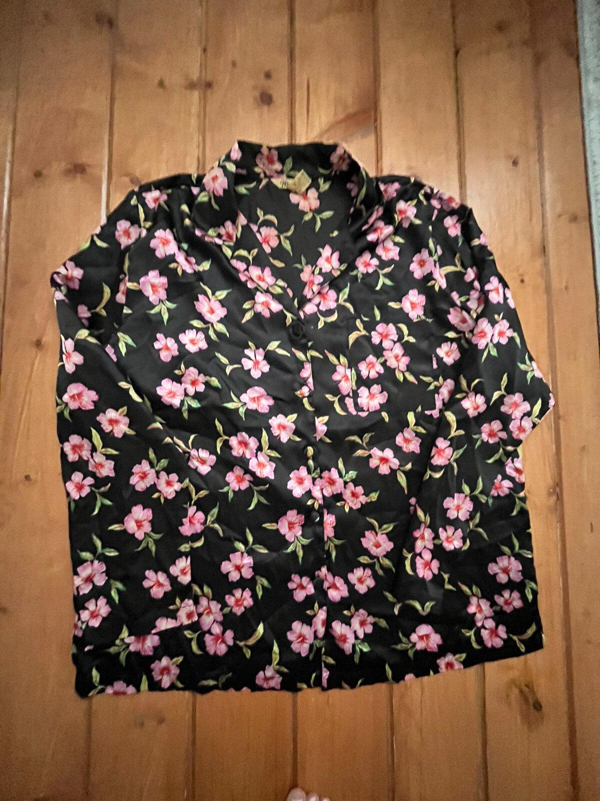 VINTAGE Winlar Long Sleeve Button Down Top Sz Large Covered Buttons EUC