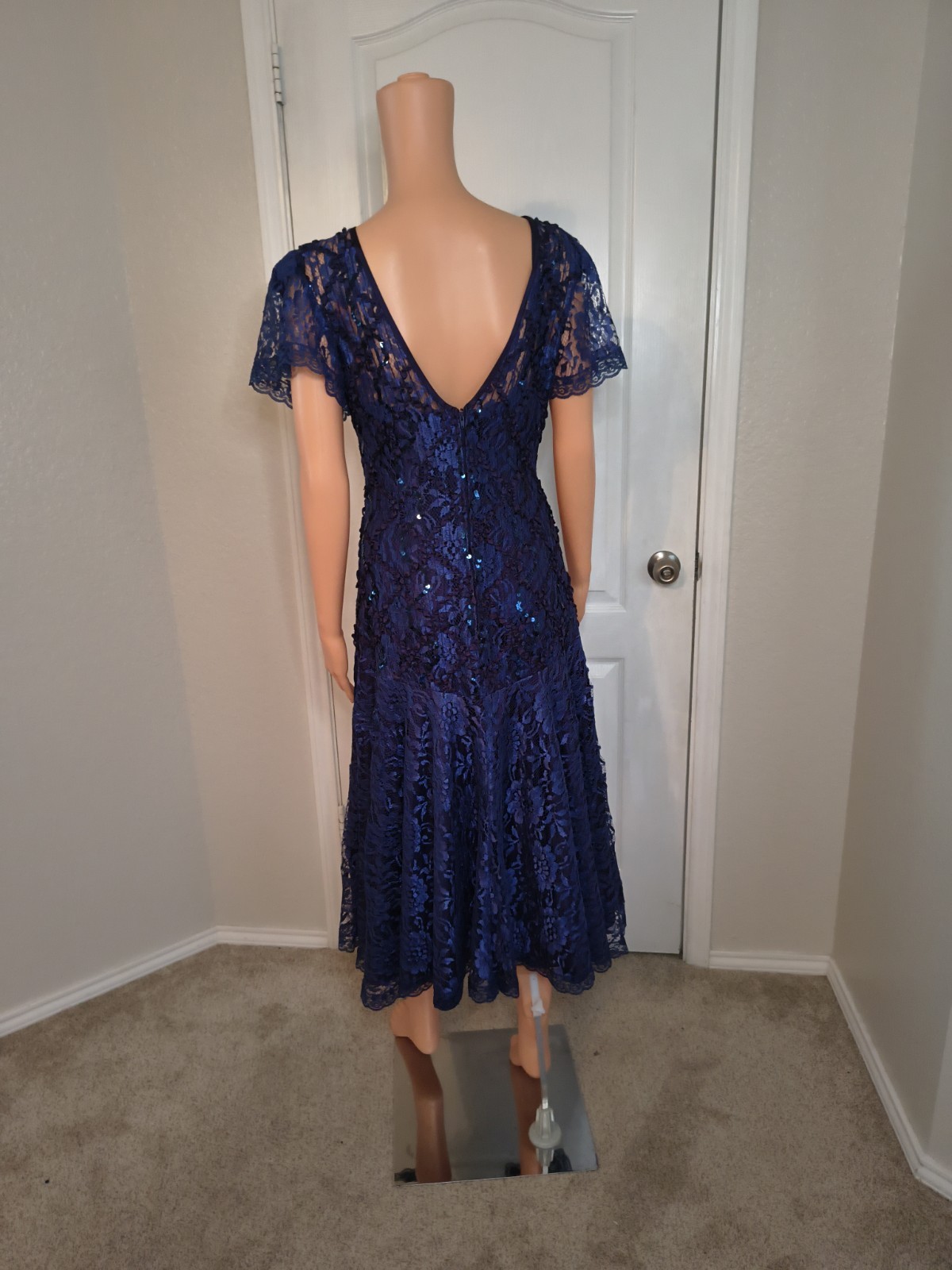 Vintage 80s Lace Drop Waist Dress Size 6 – Artsy Festival Sparkly Glam -DP29