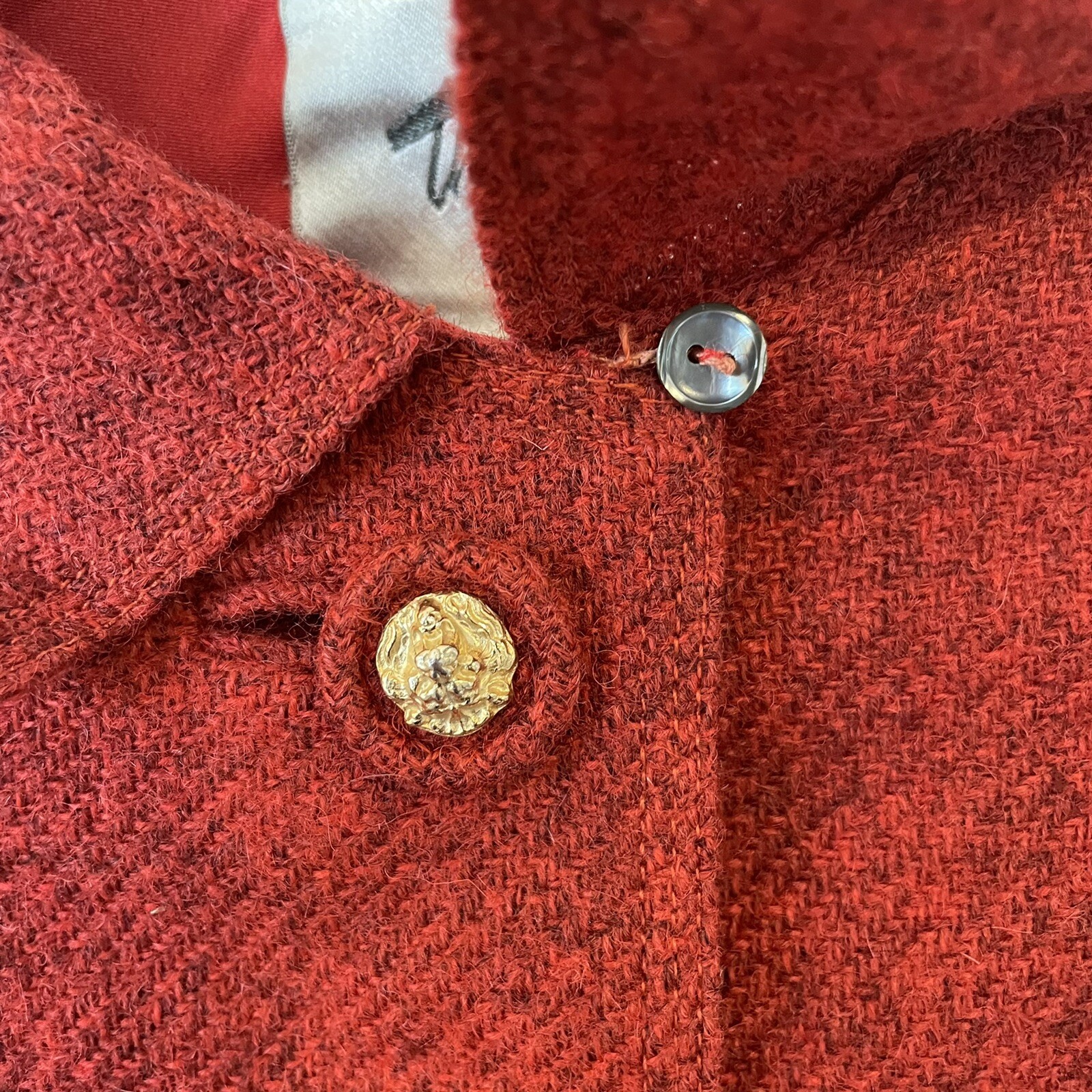 Vintage 60’s Davidow The Union Skirt Suit Red Virgin Wool Tweed Lined No Sz – XS