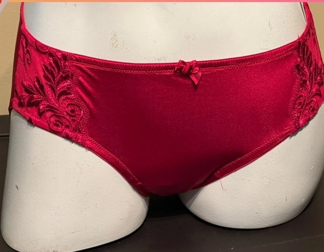 VINTAGE SOMA ~ RUBY RED ~ SENSUOUS LACE HIPSTER PANTIES ~ SIZE MEDIUM