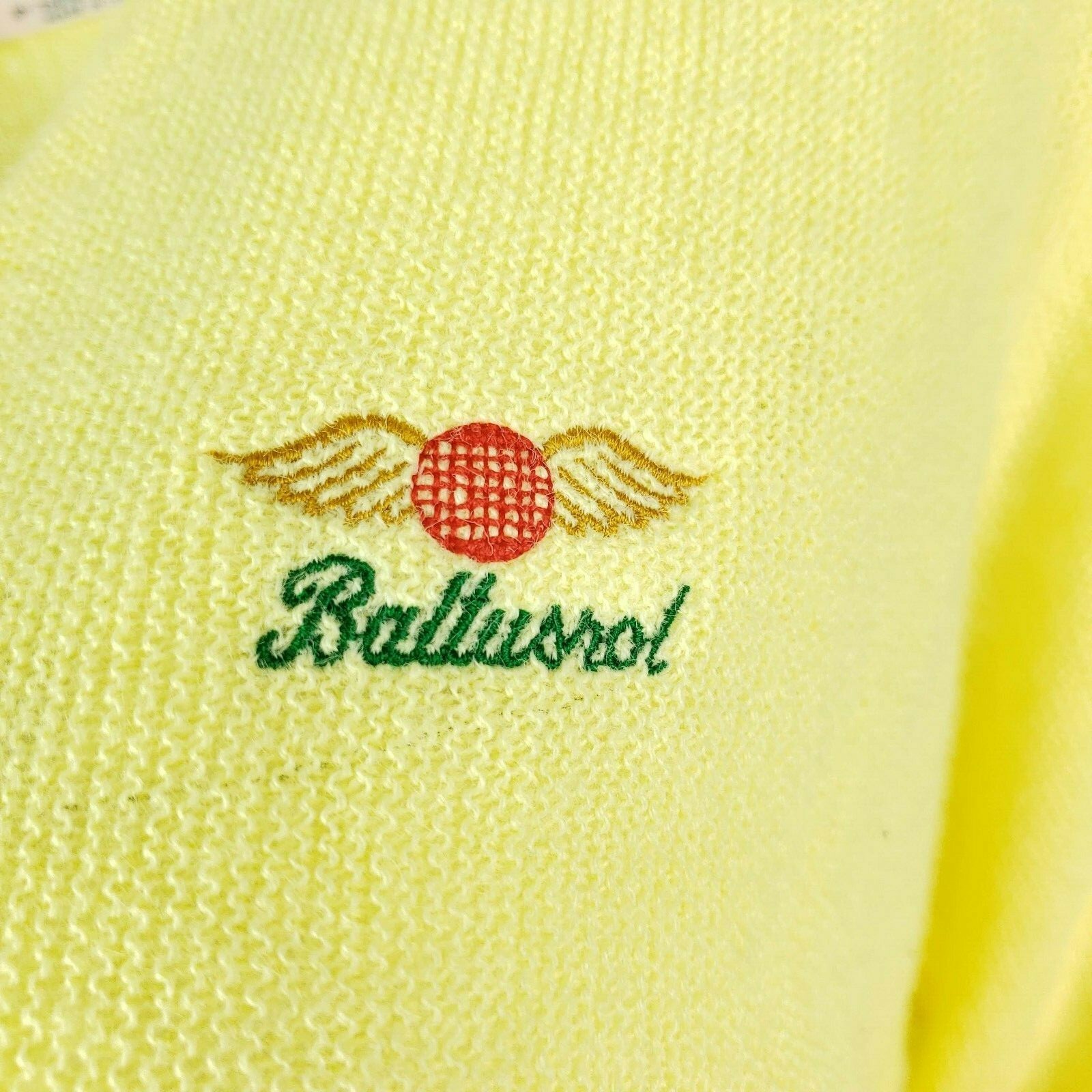 Vintage Lady Pickering Baltusrol Golf Yellow Cardigan Sweater Womens Large