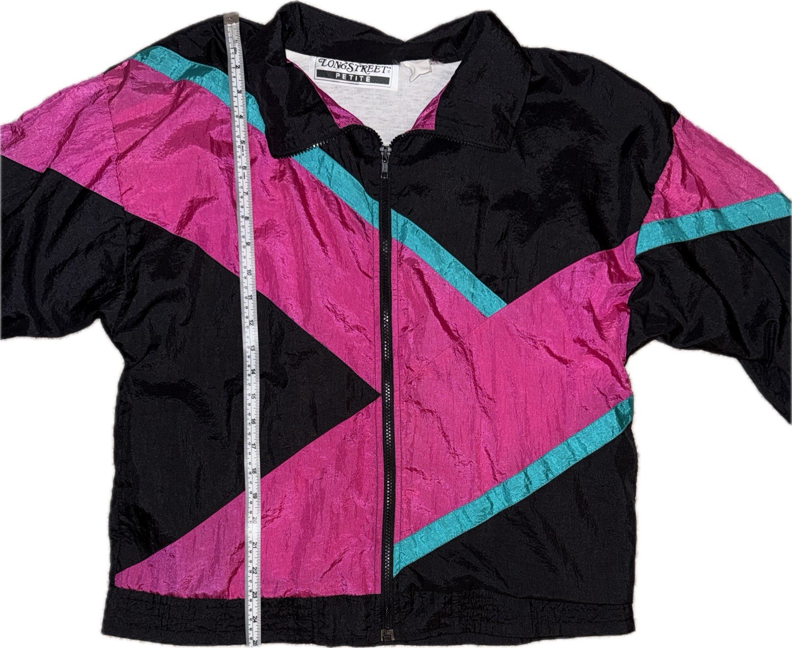 Vintage Longstreet Petite Large Windbreaker Track Jacket 80s/90s EUC Pink Green
