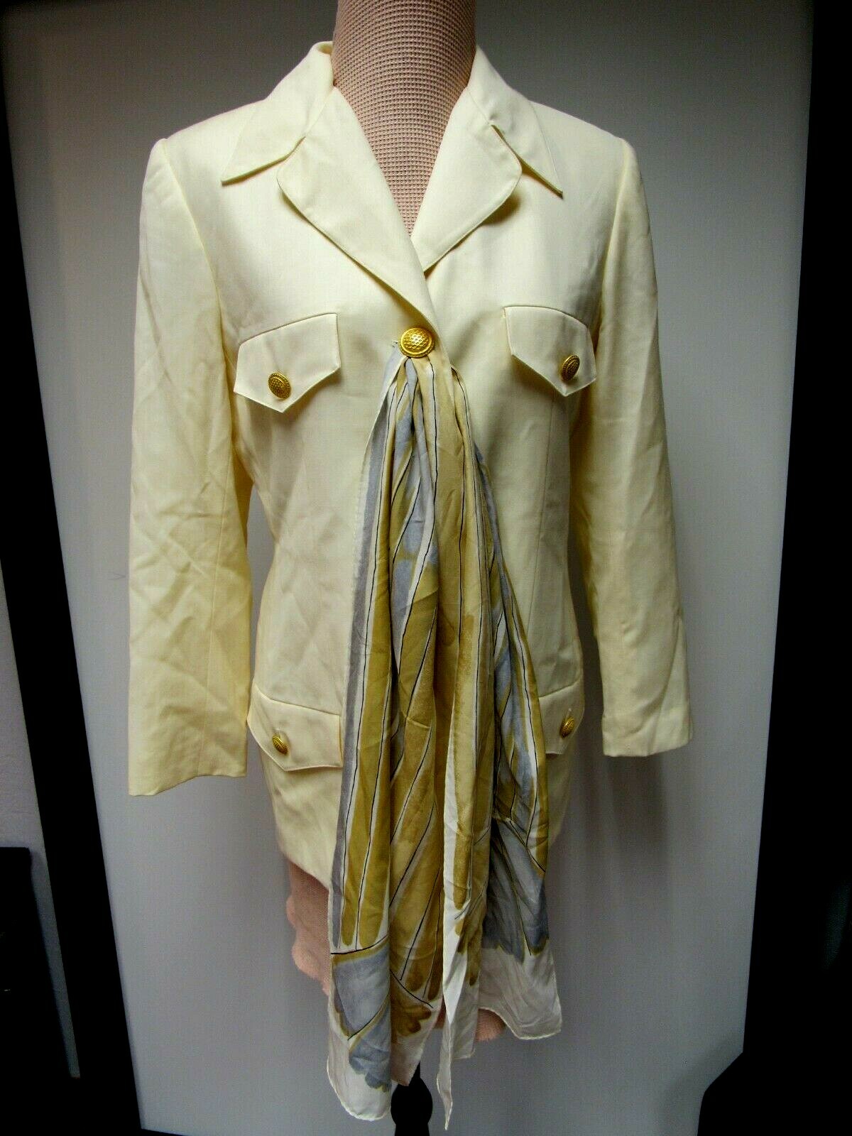 VTG CARLISLE Wool Jacket Lined Yellow Butter Cream Hong Kong 10 M L EUC