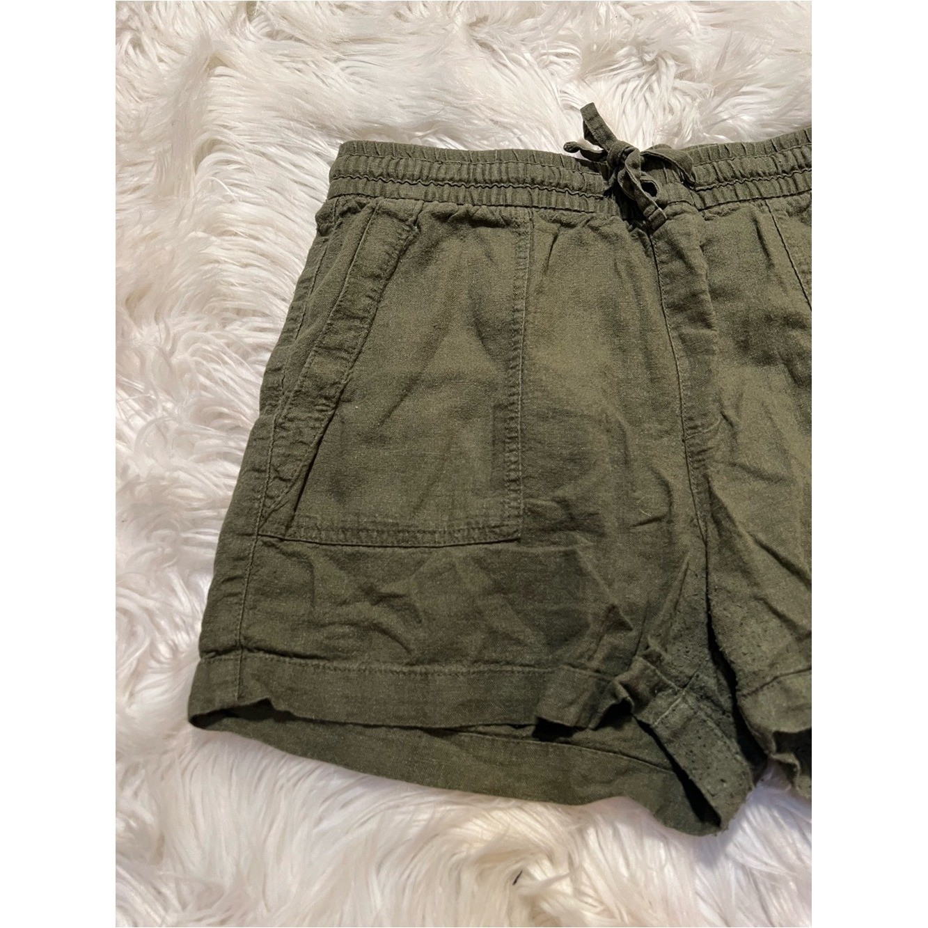 Old Navy Women’s Size Medium High Rise Linen Short Hunter Pines Green Utility