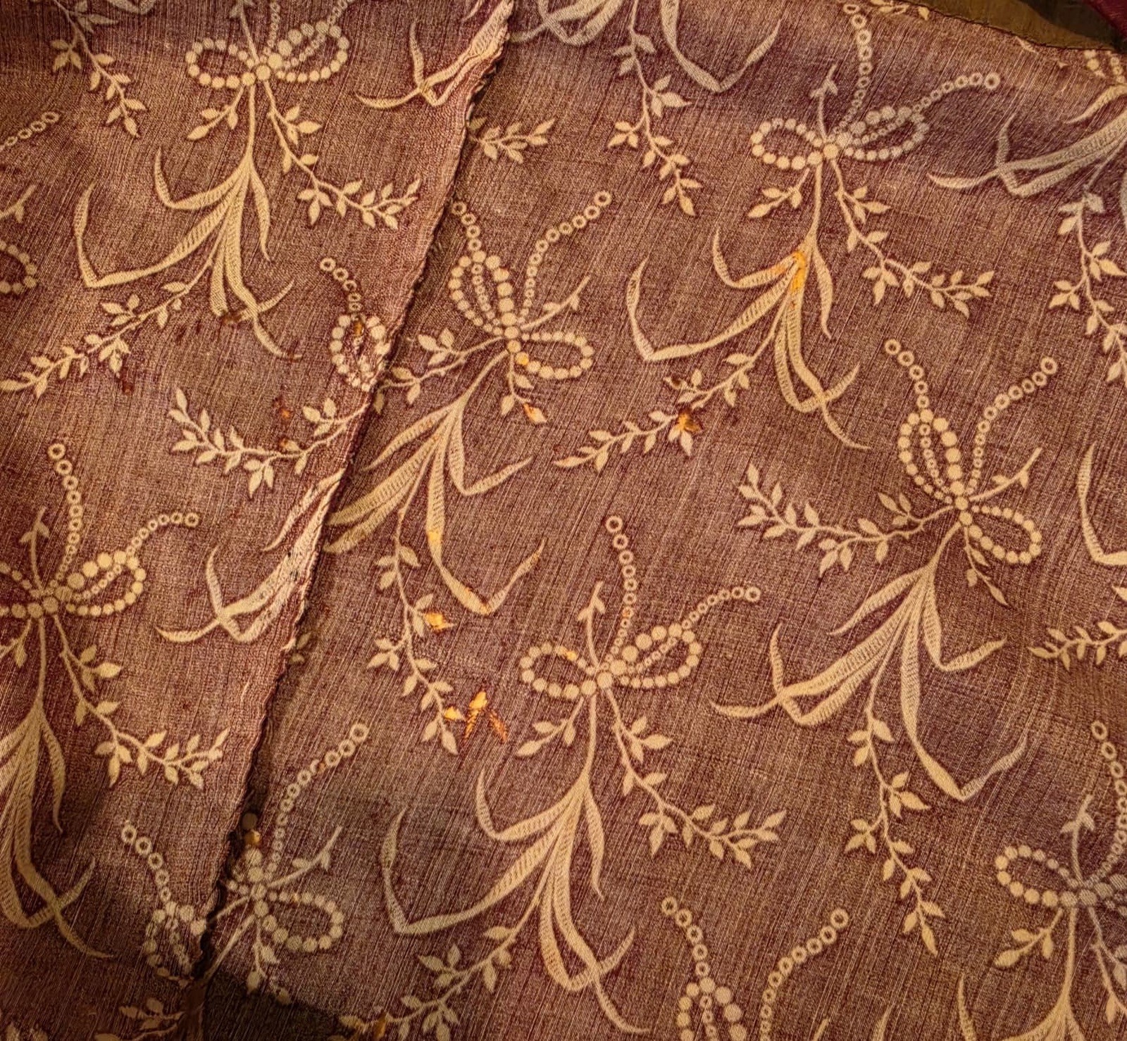 VICTORIAN 1890’S PUFF SLEEVE BUSTLE BACK DRESS W FLORAL BOUQUET PRINT 