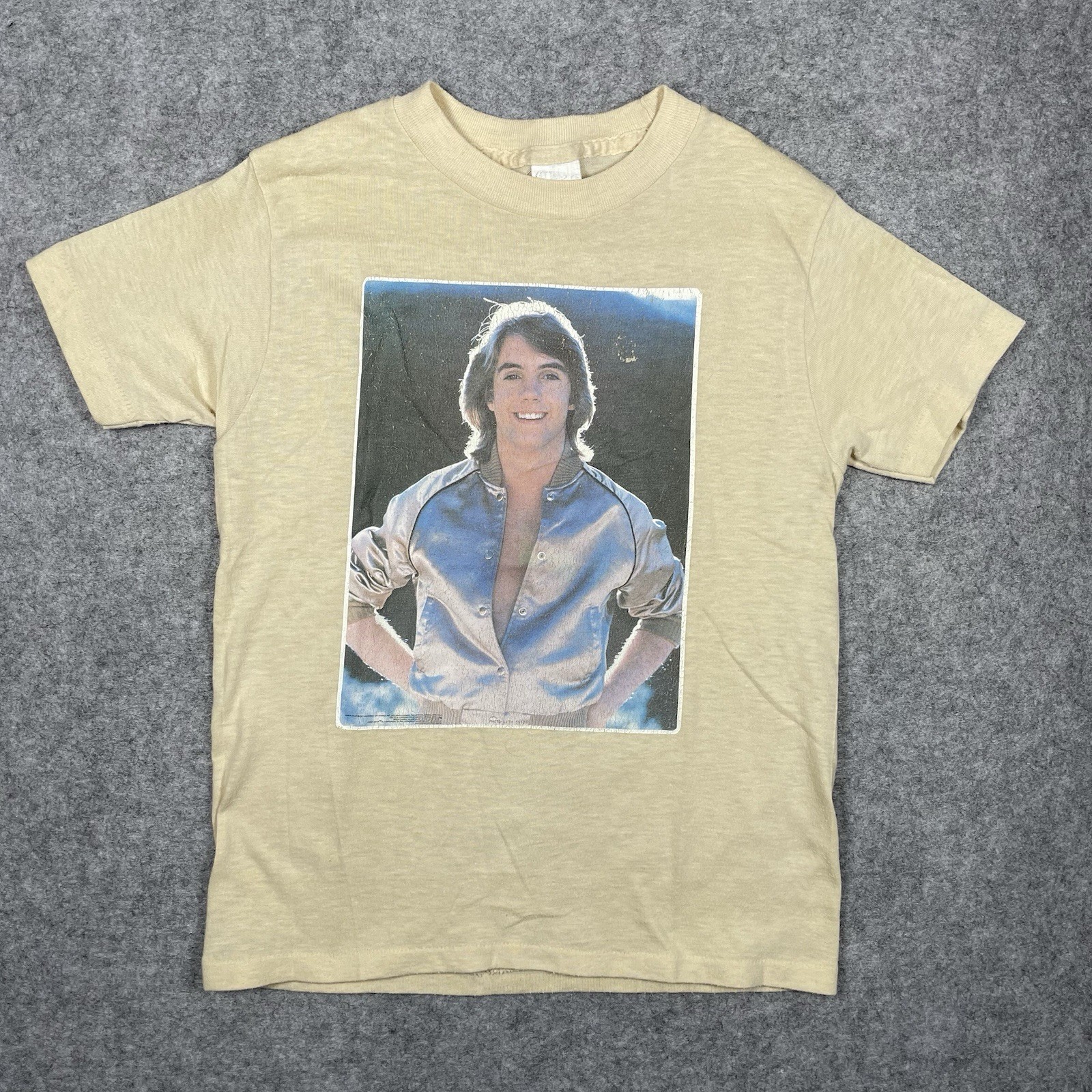 Vintage 1970s Andy Gibb T Shirt Youth Medium Womens XS 14×19 Silver Jacket Rare